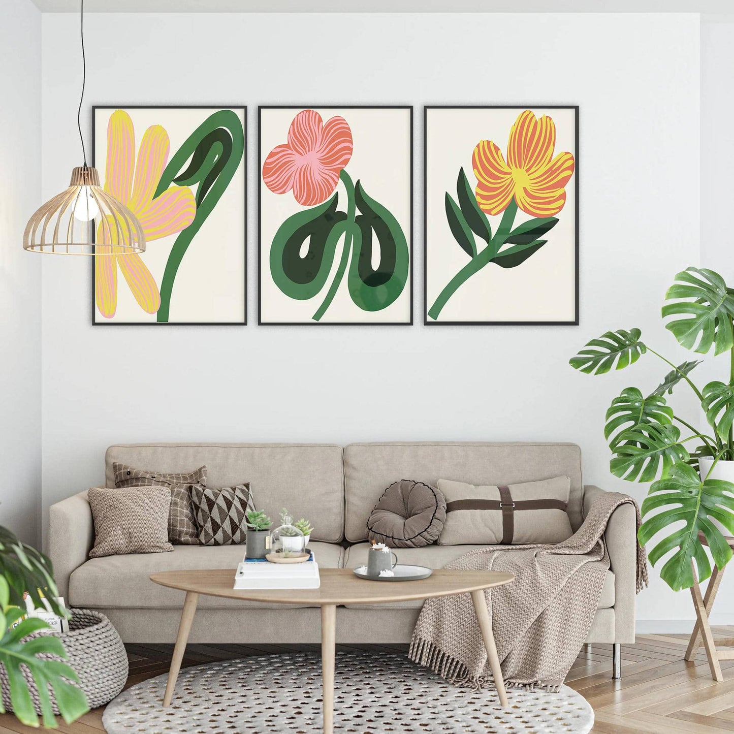Set of 3 Colorful Flowers Prints - HypeSheriff