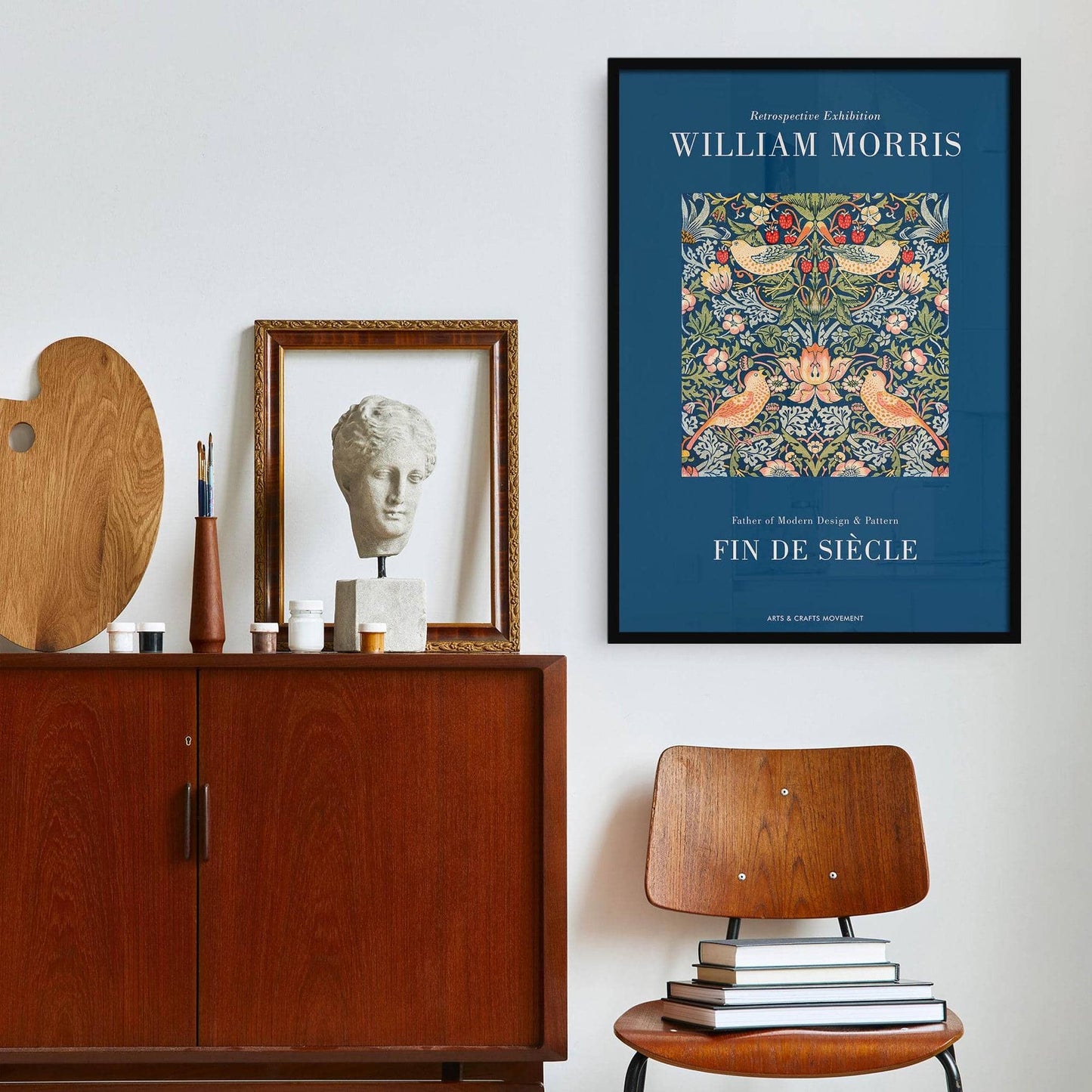 William Morris, Blue Floral Poster - HypeSheriff