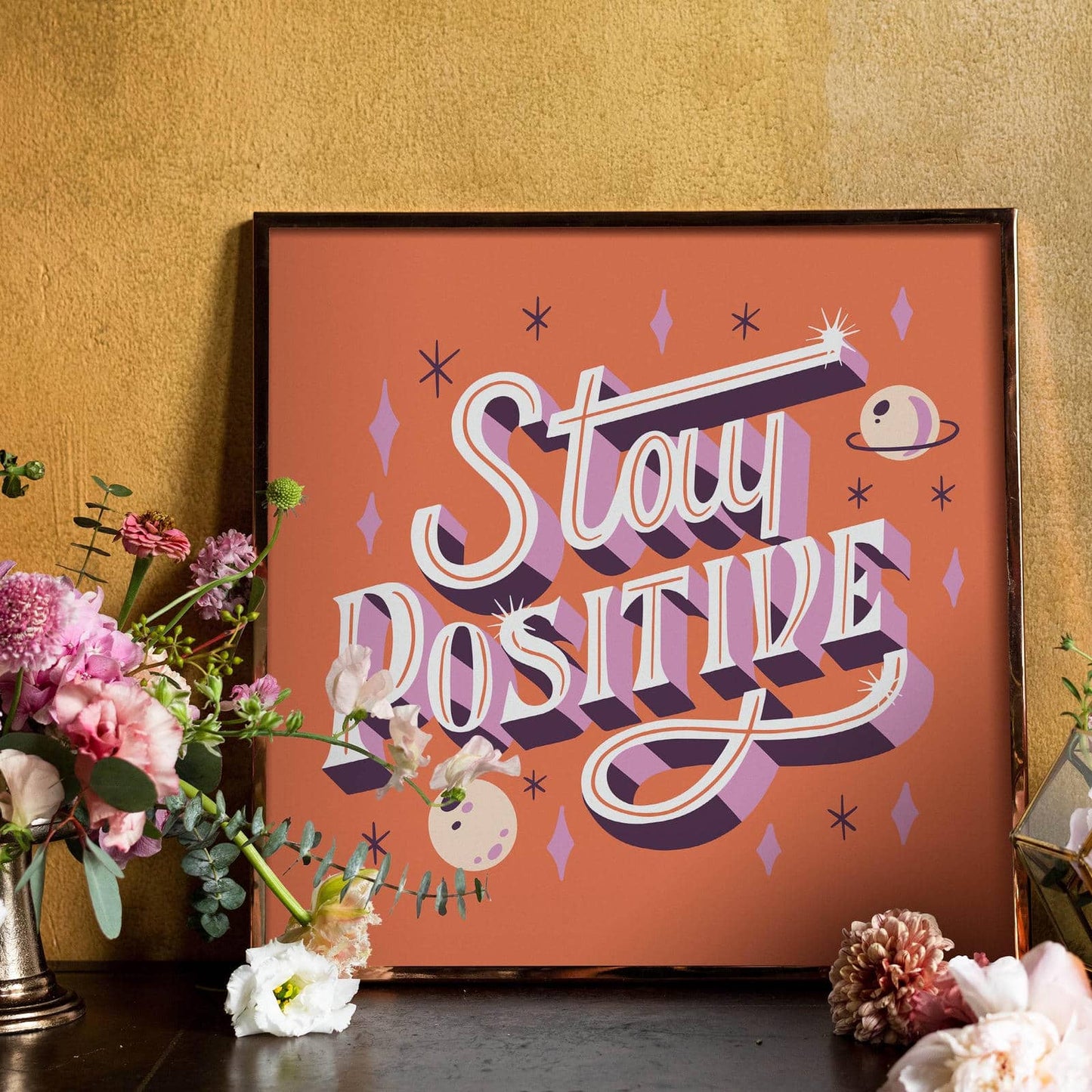Stay Positive Colorful Square Print - HypeSheriff