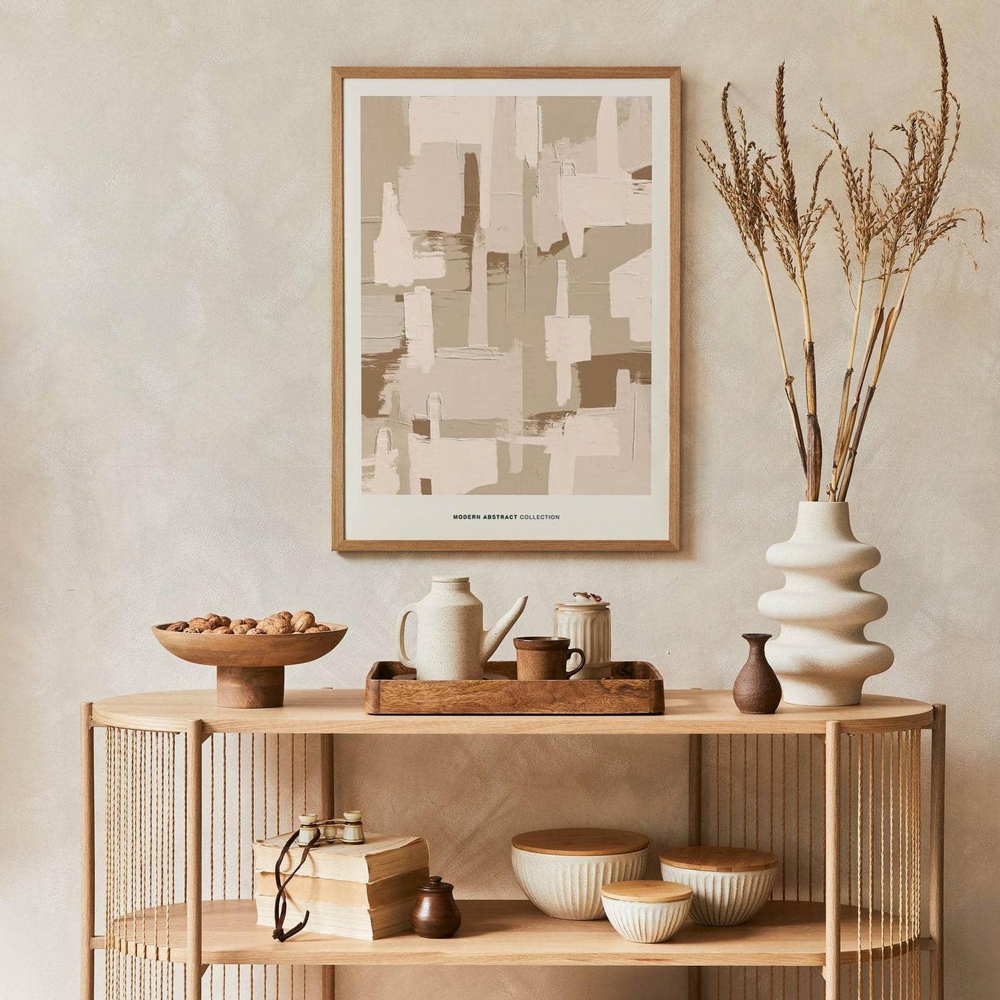 Beige Modern Abstract Painting Print - HypeSheriff