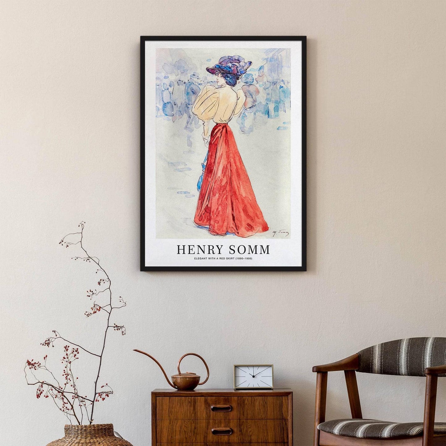 Henry Somm, Elegant with a red skirt Poster - HypeSheriff
