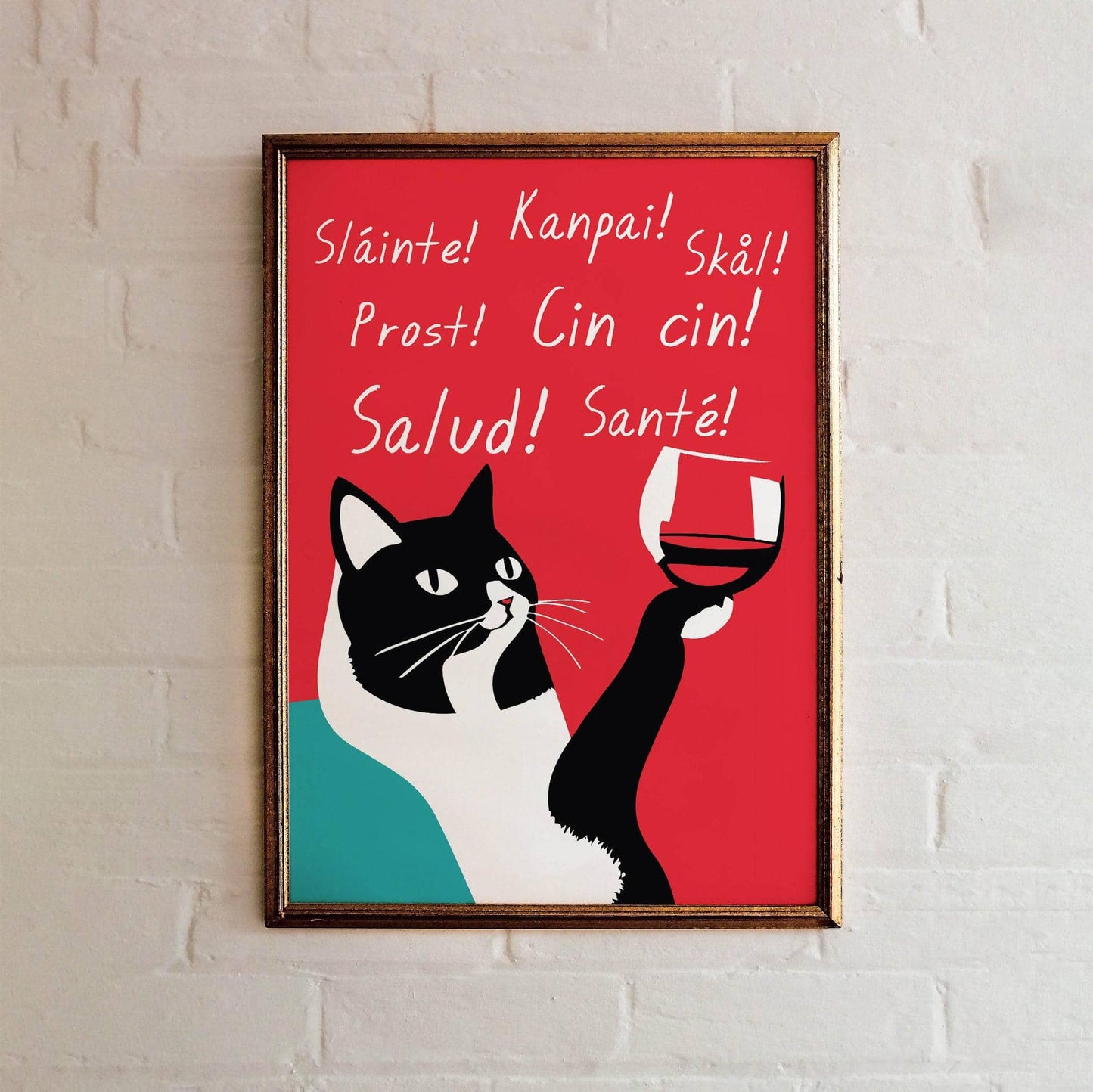 Cin cin! Salud! Sante! Cat Wine Poster - HypeSheriff