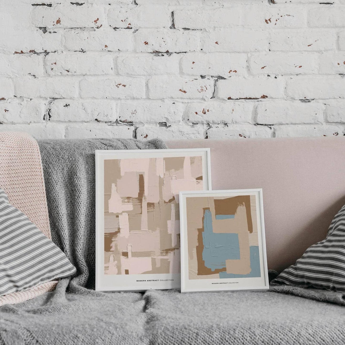 Blue Beige Modern Abstract Painting Print - HypeSheriff