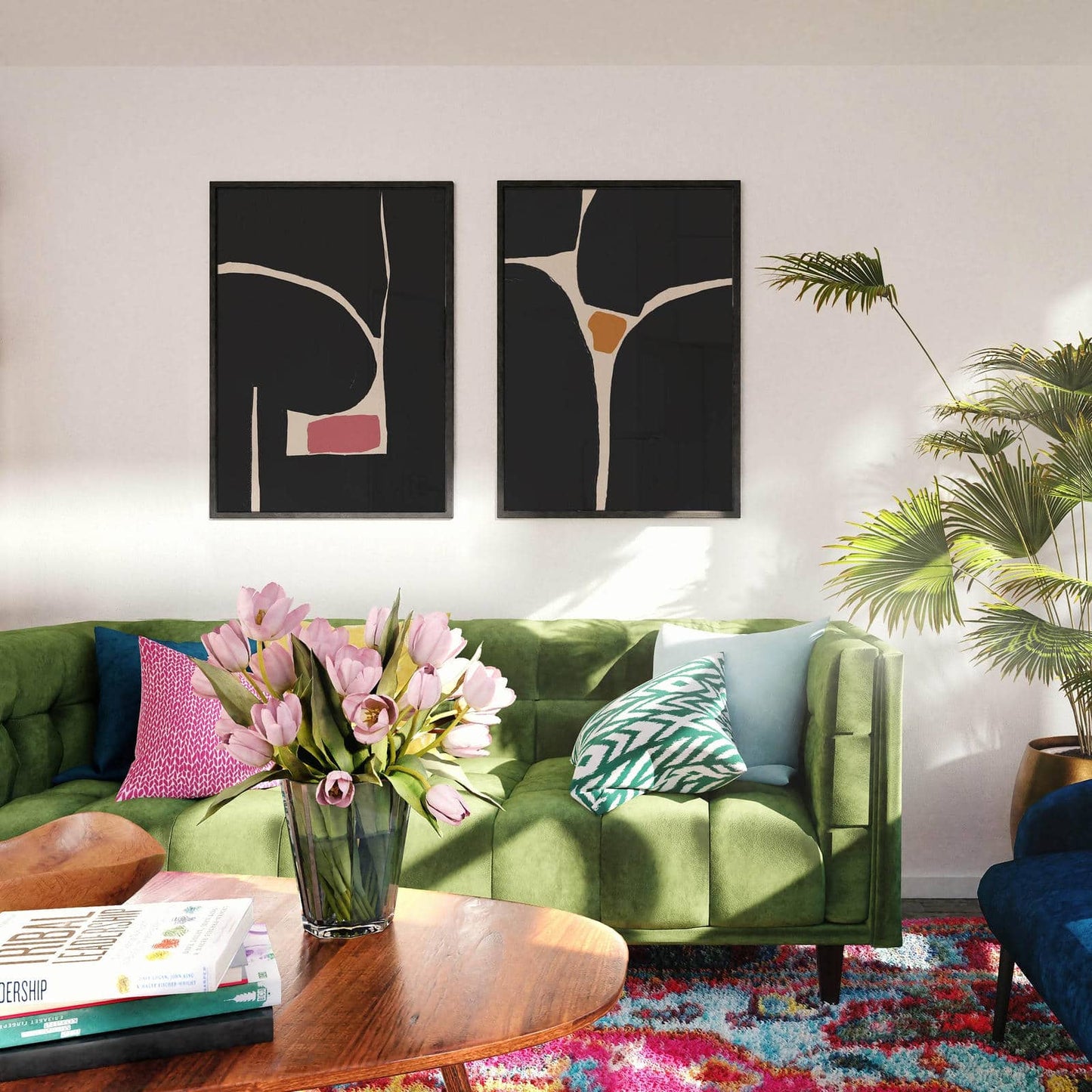 Set of 2 Painted Black Modern Shapes Posters - HypeSheriff