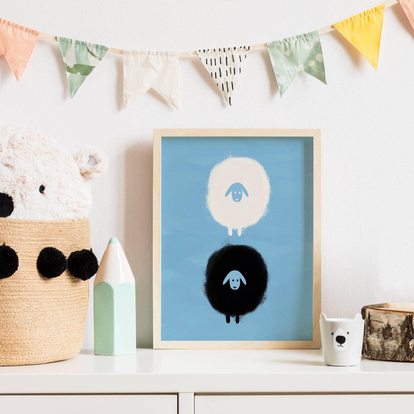 Black and White Sheep Nursery Poster - HypeSheriff