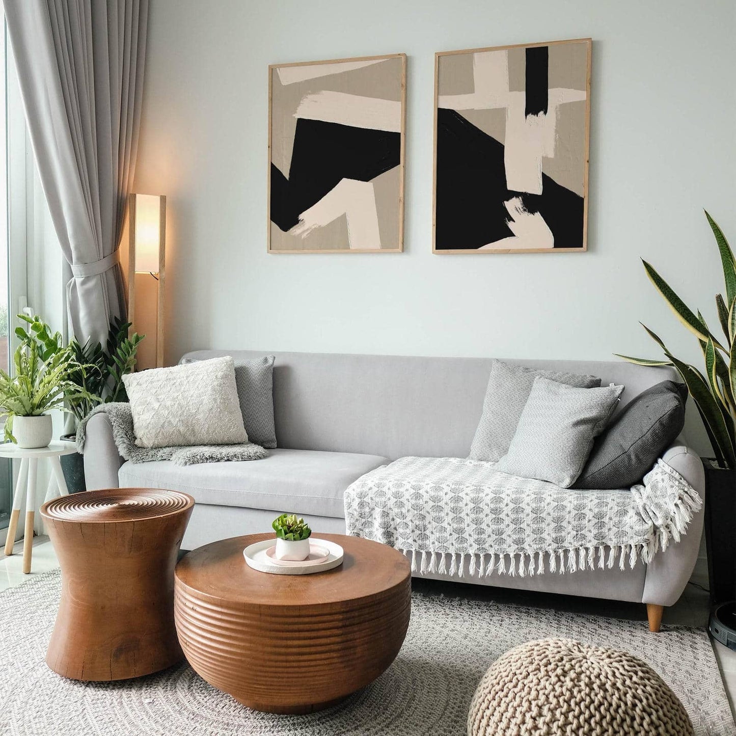 Set of 2 Beige Modern Abstract Posters - HypeSheriff