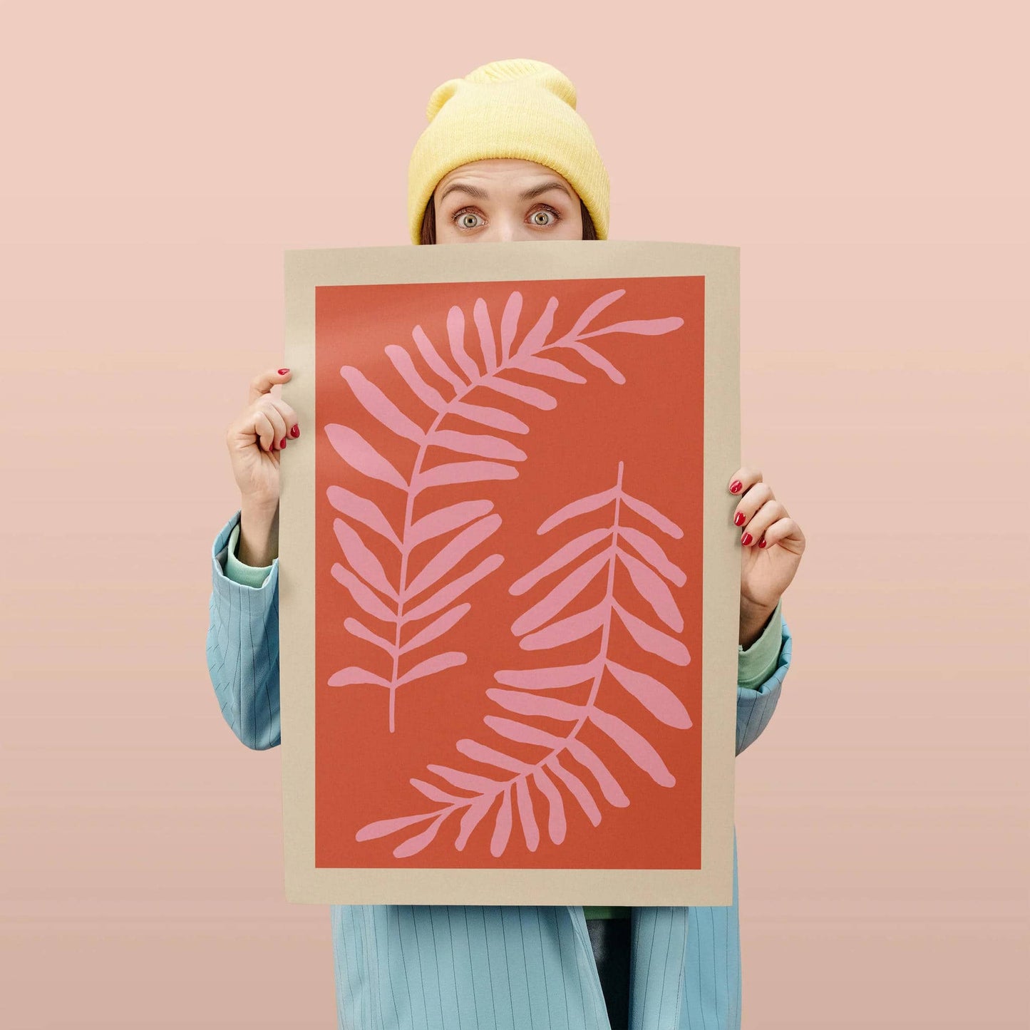 Pink Floral Leaves Poster - HypeSheriff