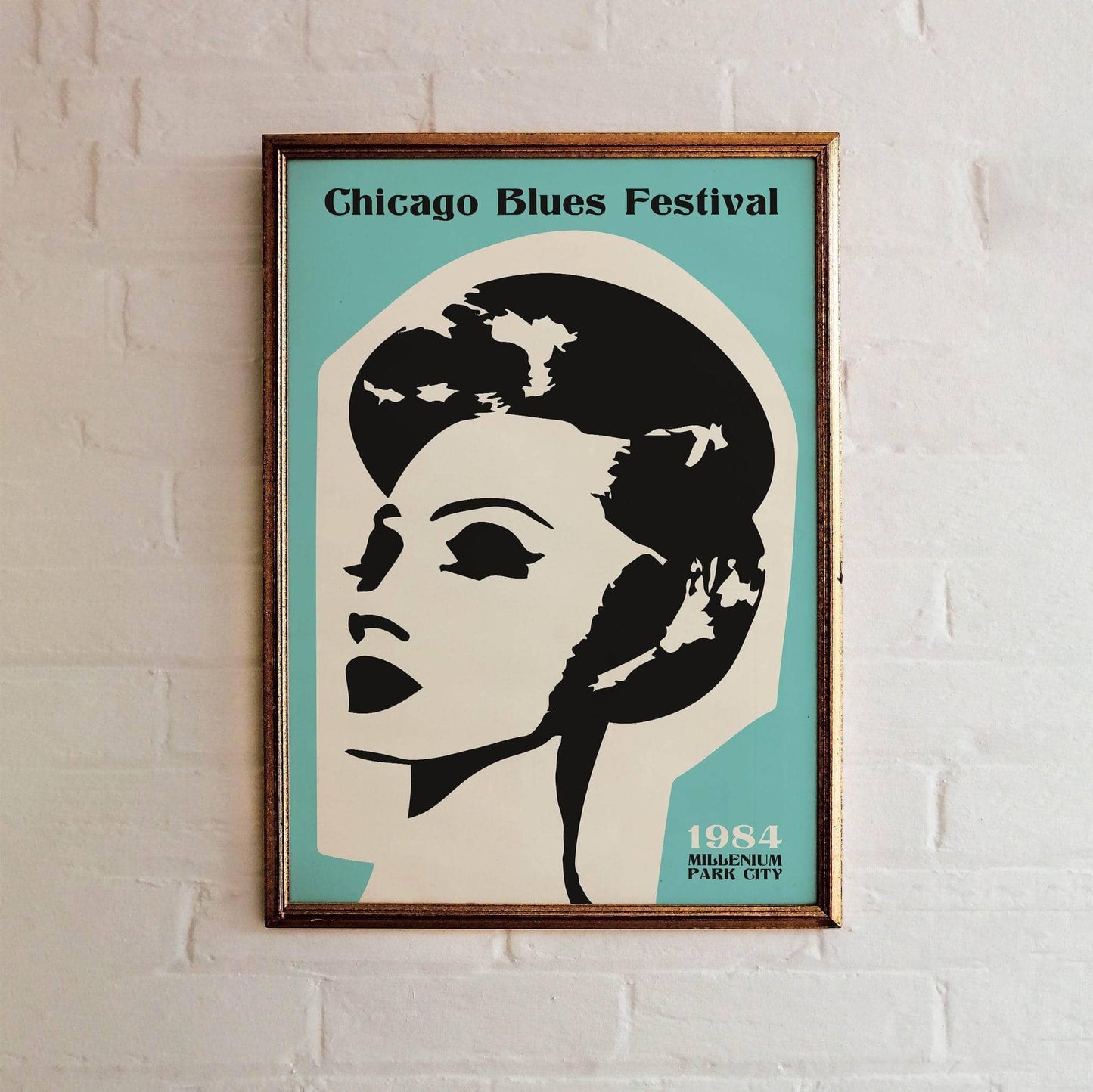 Chicago Blues Festival Music Poster - 24x36 - White Frame - HypeSheriff