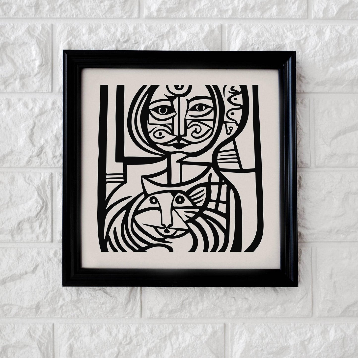 P. Picasso Cubism Man with a Cat Print - HypeSheriff