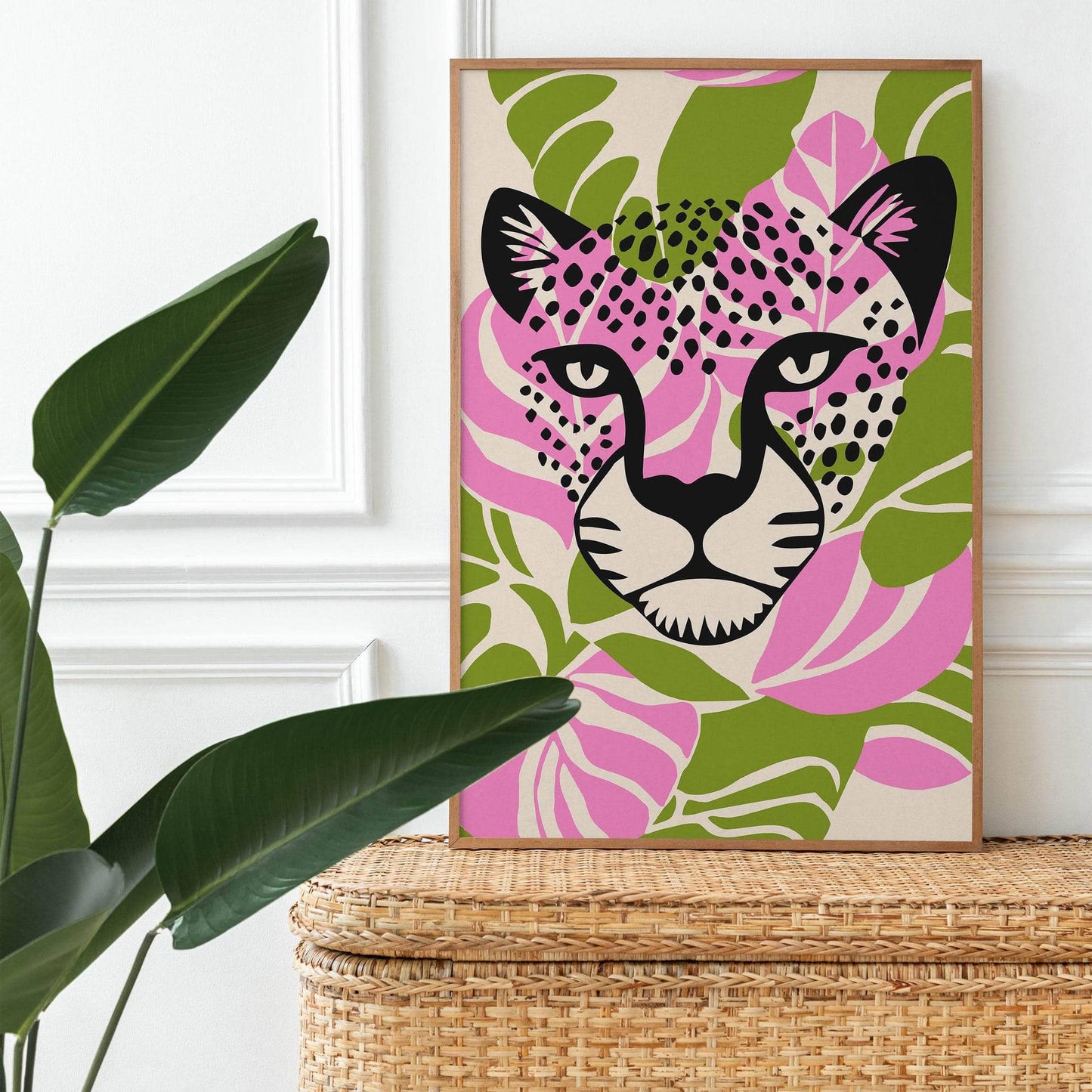 Pink Monstera Jungle Cheetah Poster - HypeSheriff