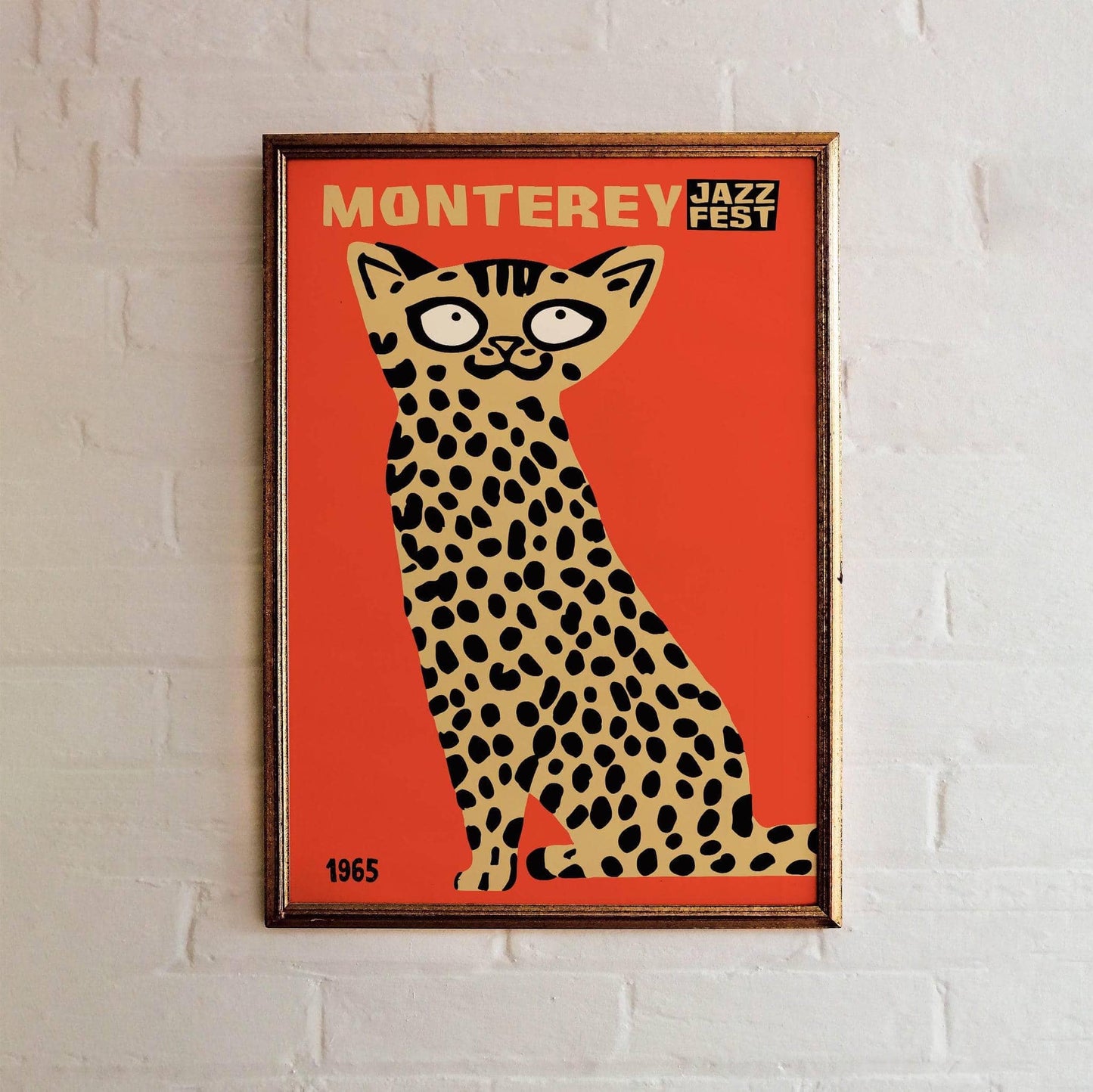 Monterey Jazz Fest Cheetah Poster - 24x36 - White Frame - HypeSheriff