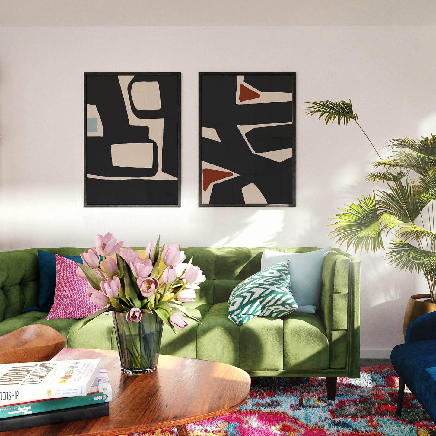 Set of 2 Painted Black Bauhaus Style Posters - HypeSheriff