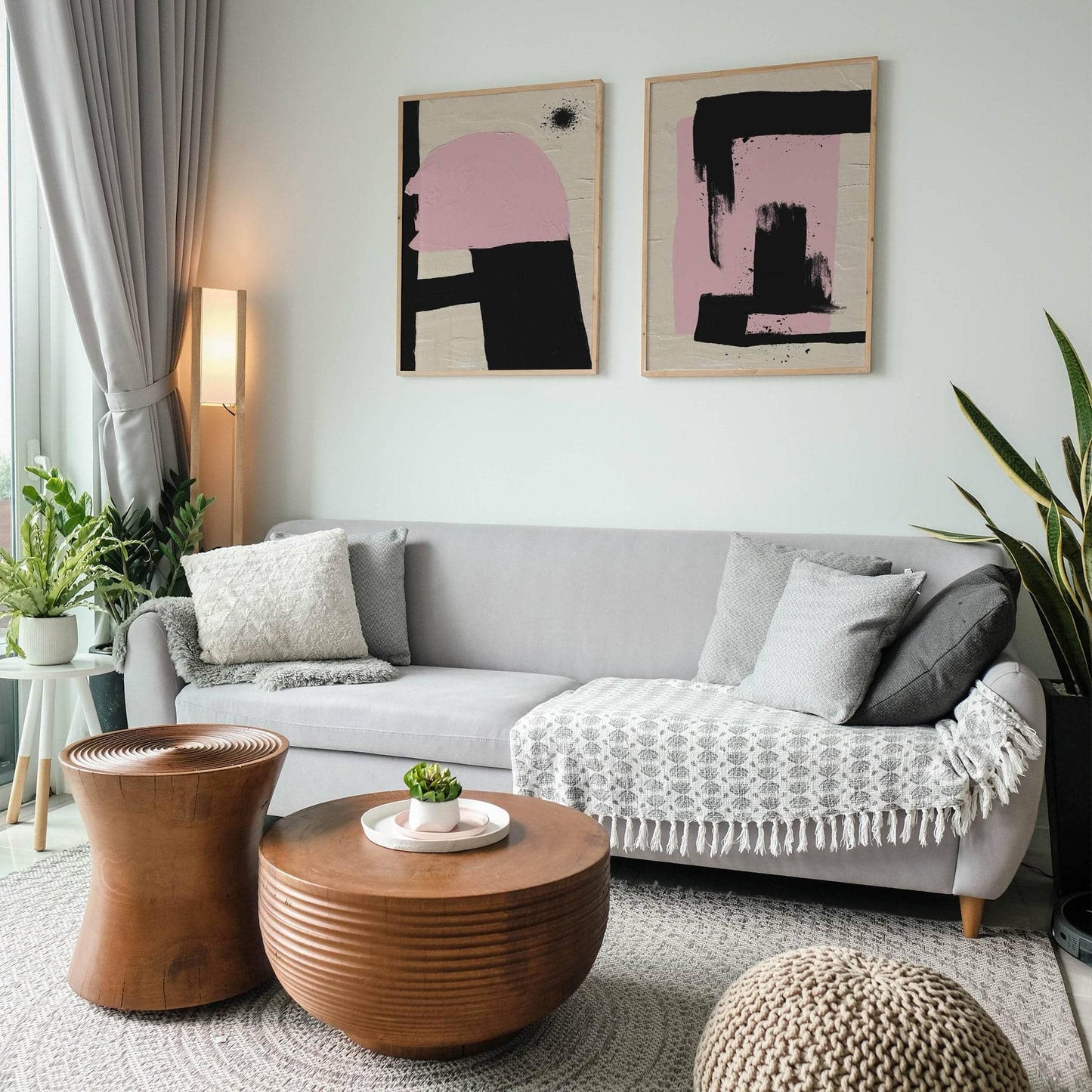 Set of 2 Pink and Black Paintbrushes Posters - HypeSheriff