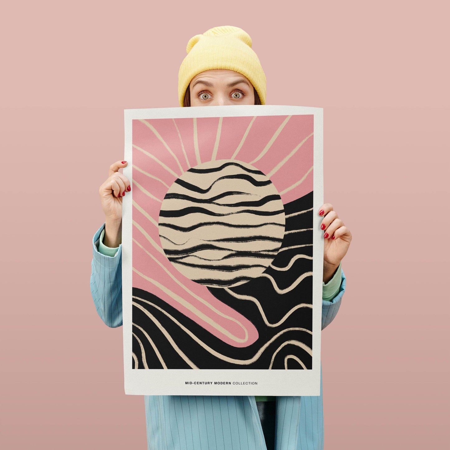 Mid Century Modern Pink Sun Print - HypeSheriff