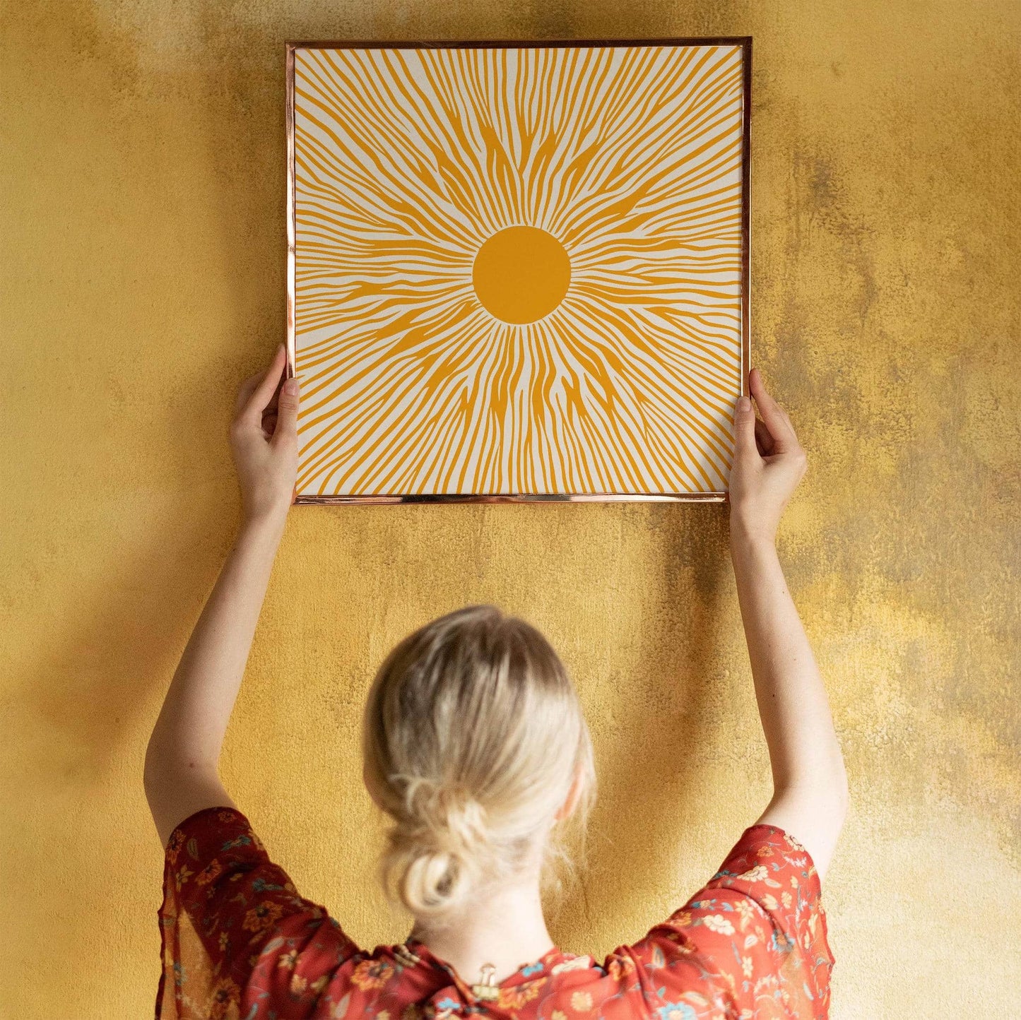 Yellow Mid Century Modern Sun Print - HypeSheriff