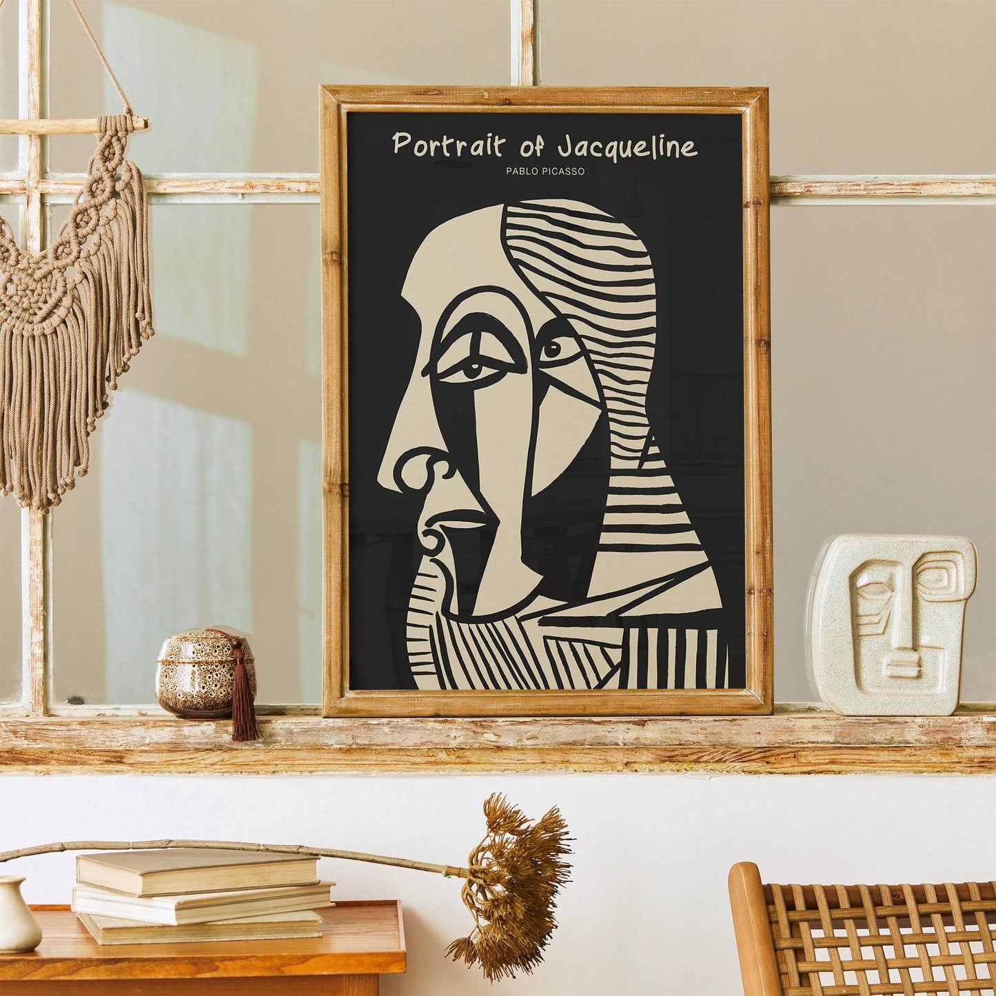 Black Portrait of Jacqueline Picasso Poster - HypeSheriff