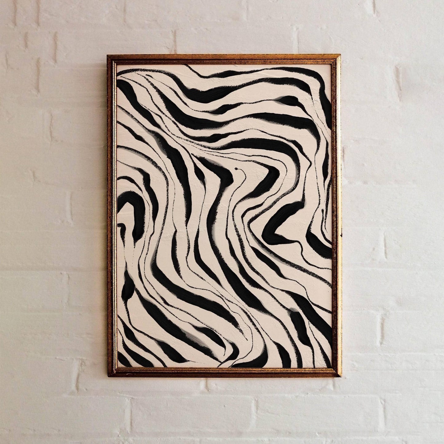 Black and Beige Modern Abstract Print - HypeSheriff