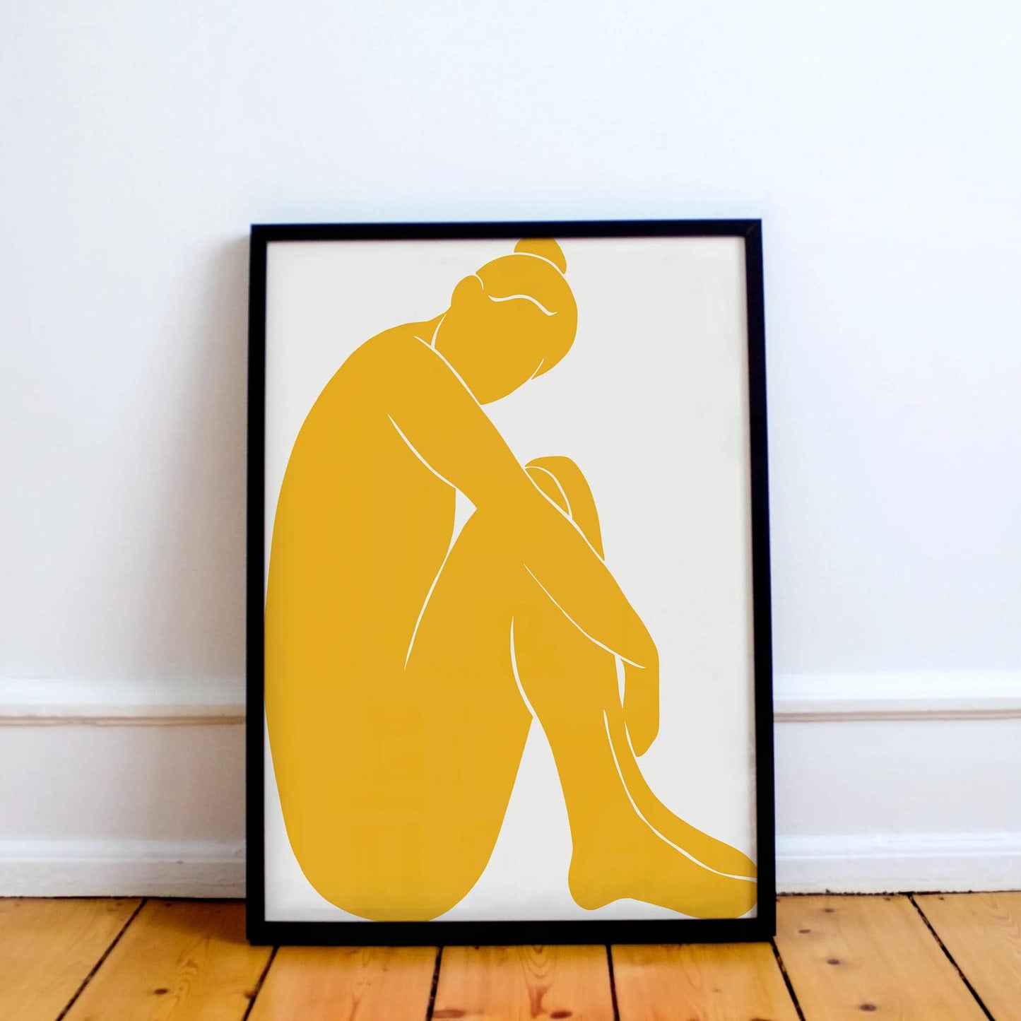 Yellow Sitting Woman Print - HypeSheriff