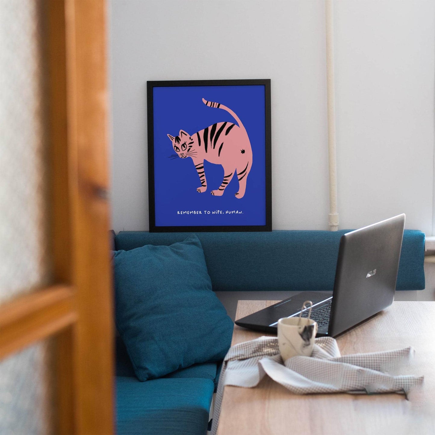 Remember to Wipe, Human Funny Cat Poster - HypeSheriff
