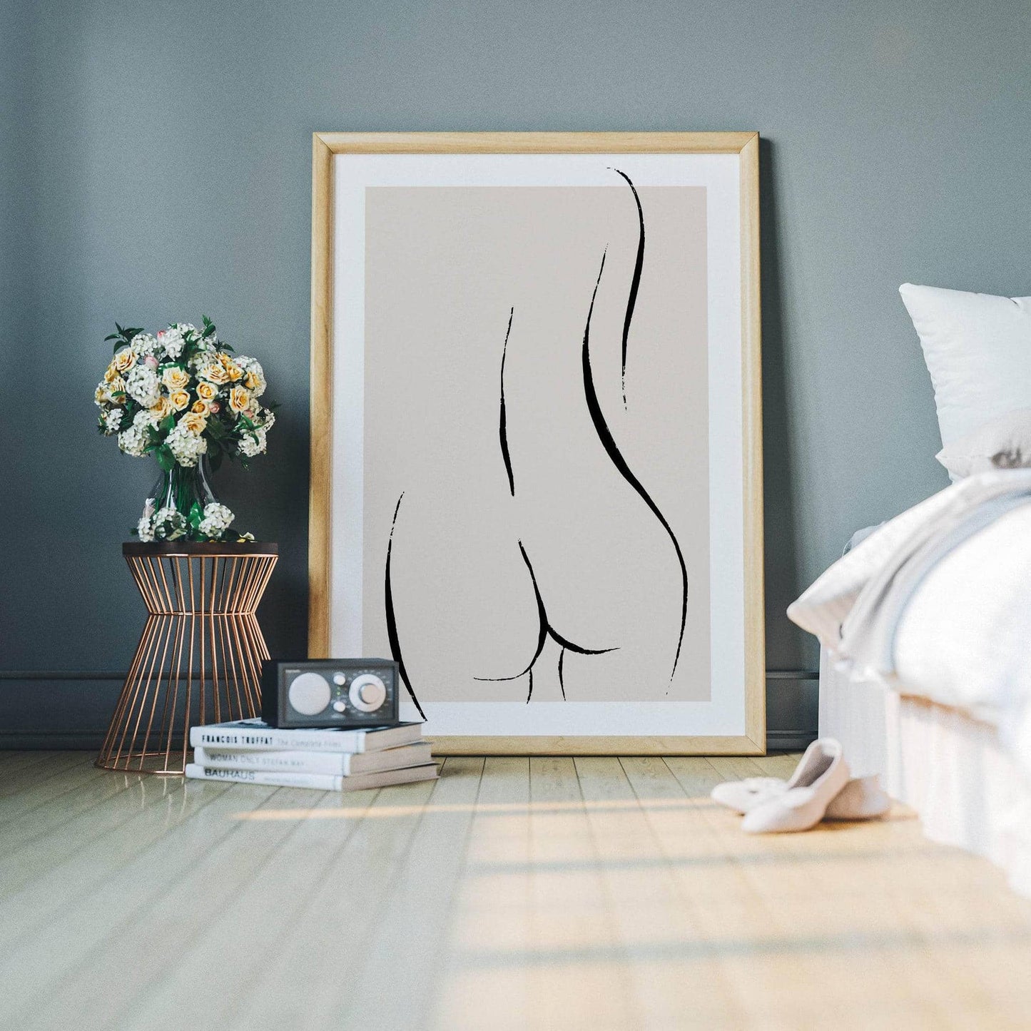 Beige Minimalist Female Body Poster - HypeSheriff