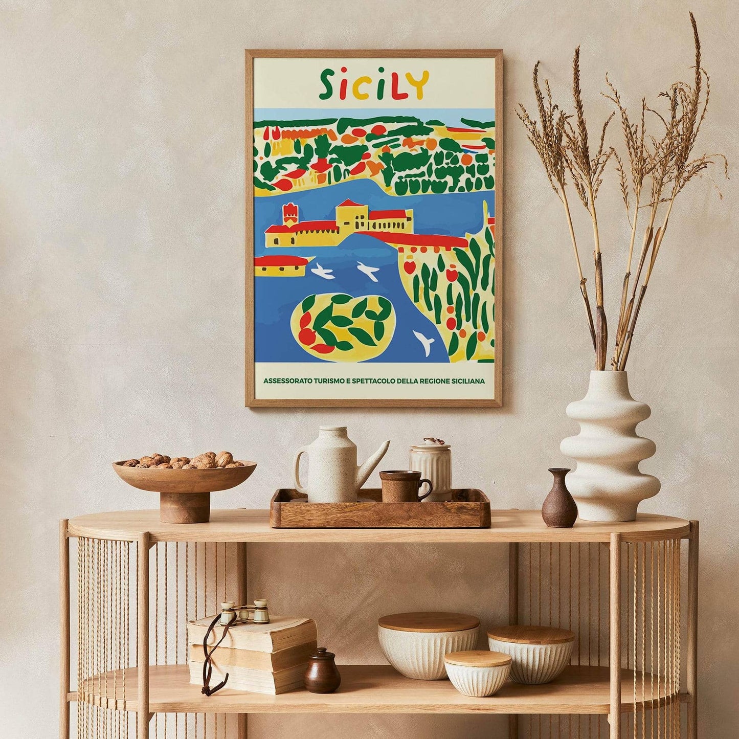 Sicily, Italy Colorful Travel Poster - HypeSheriff