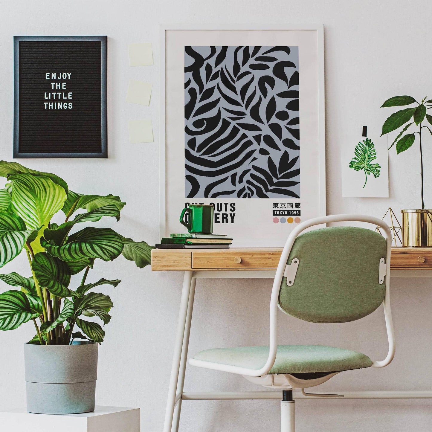 Black Botanical Cut Outs Poster - HypeSheriff