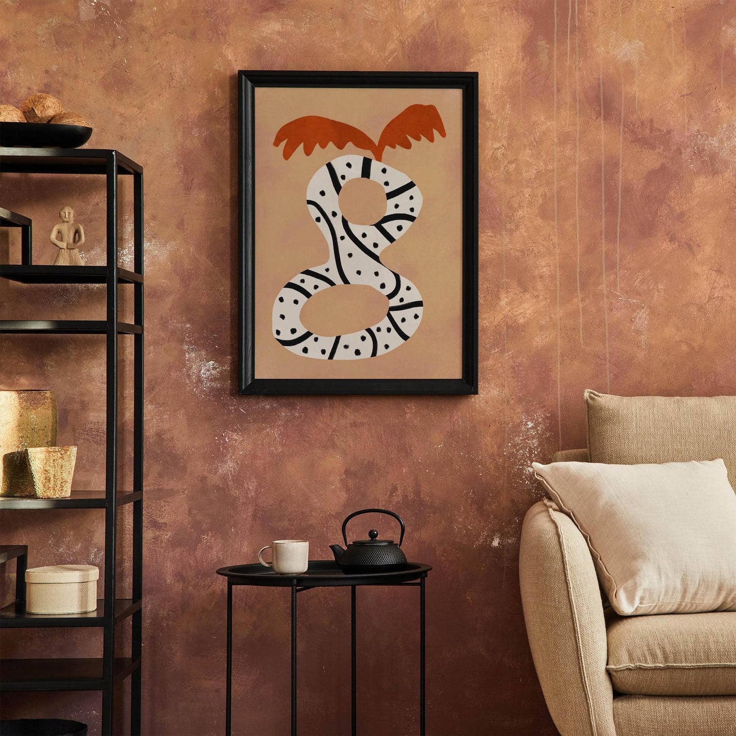 Mid Century Modern Beige Flower Poster - HypeSheriff