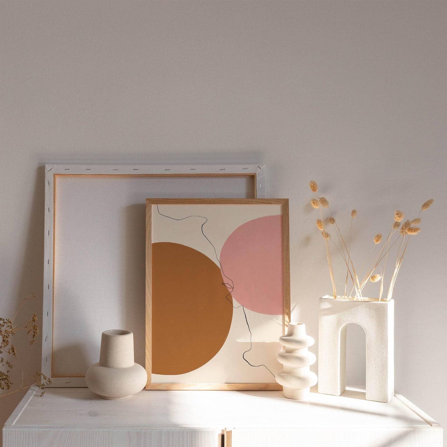 Pink&Beige Abstract Shapes Poster - HypeSheriff