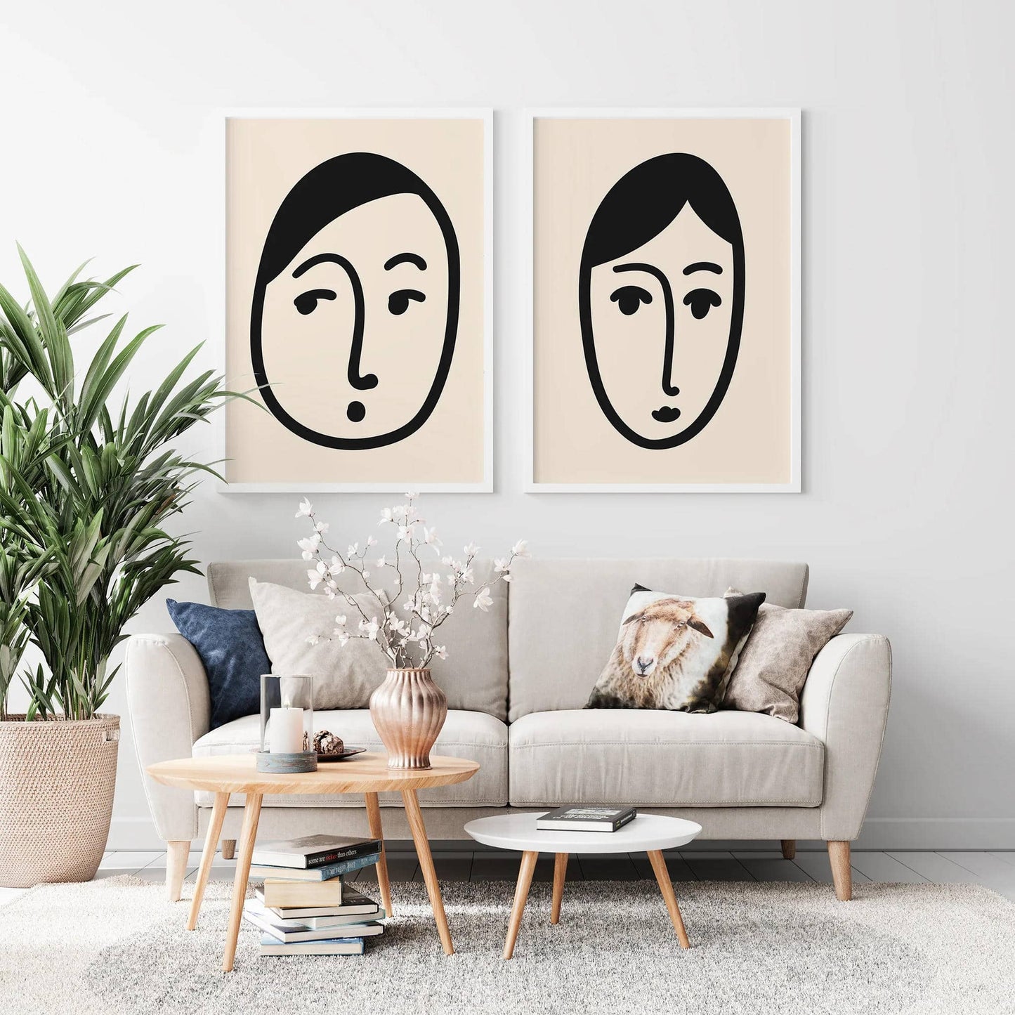 Set of 2 Line Art Face Prints - HypeSheriff