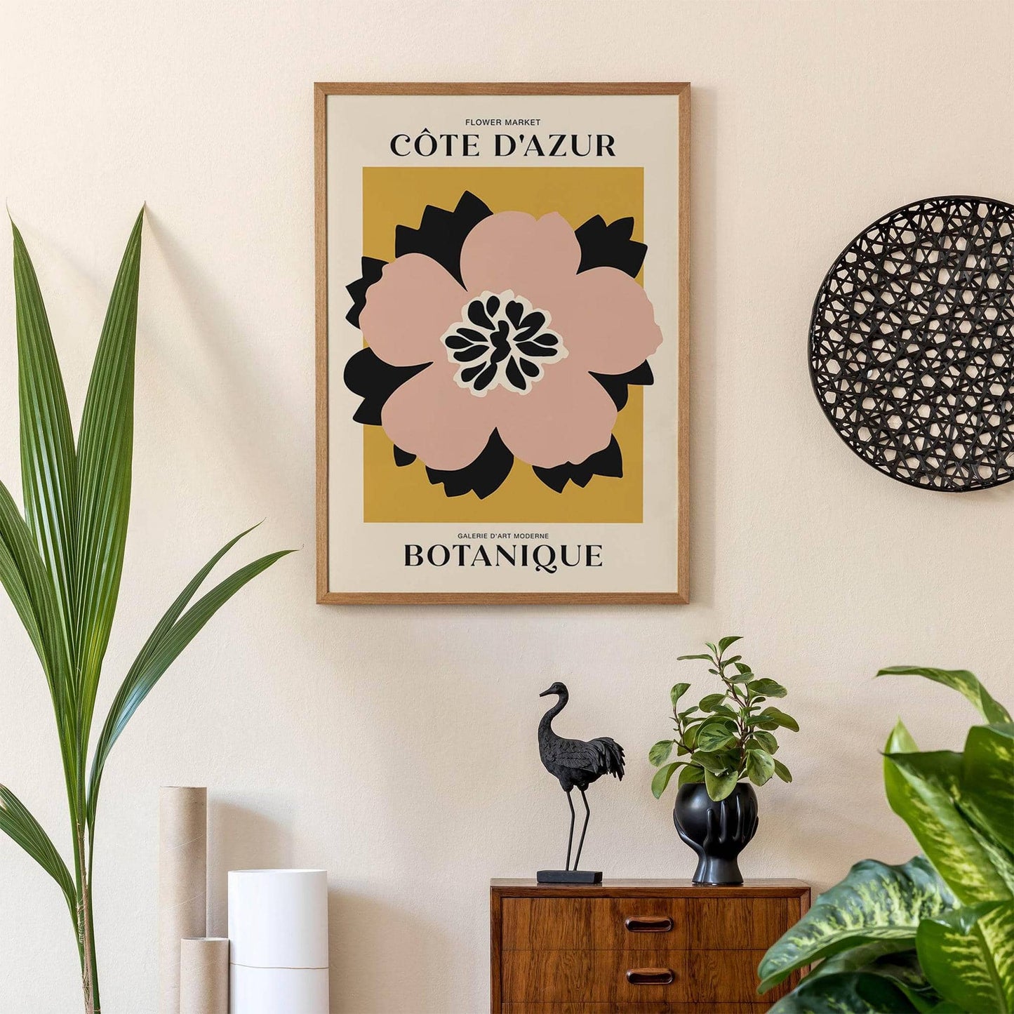 Mustard and Pink Flower Art Print - HypeSheriff