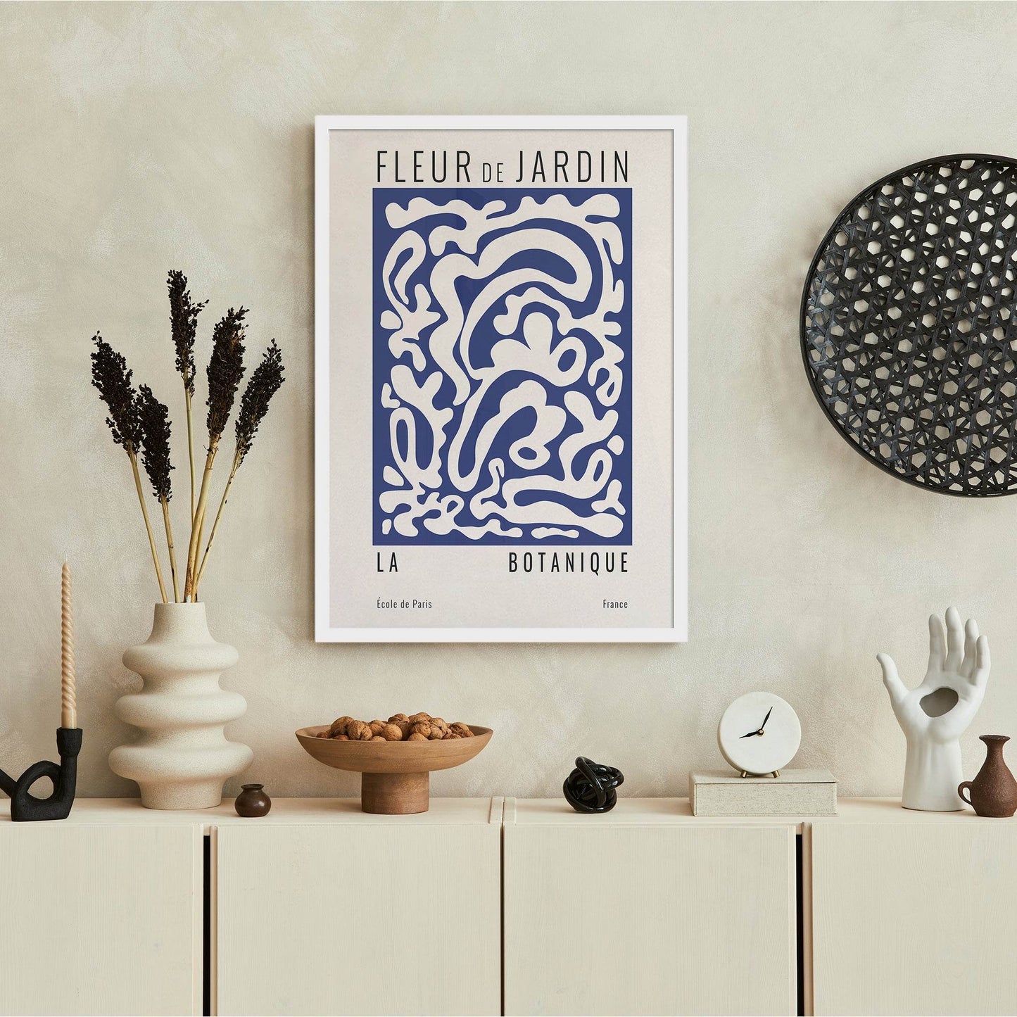 Navy Blue Fleur de Jardin Poster - HypeSheriff