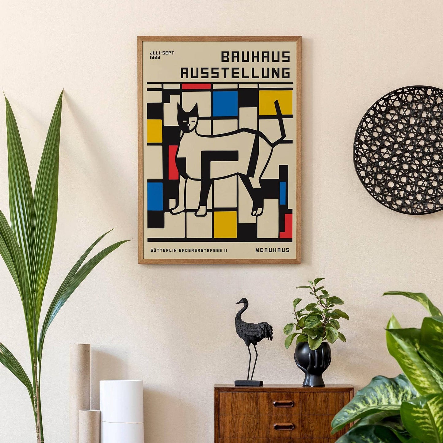 Bauhaus Cat Retro Exhibition Poster - HypeSheriff