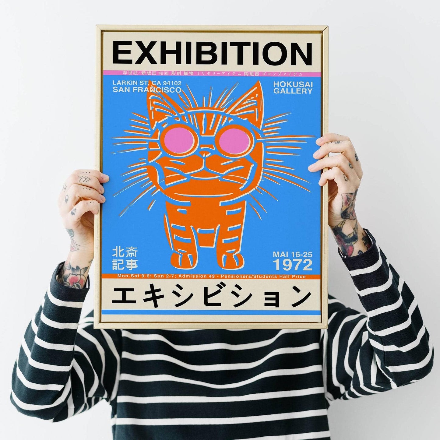 Japanese Funny Cat Exhibition Poster - HypeSheriff