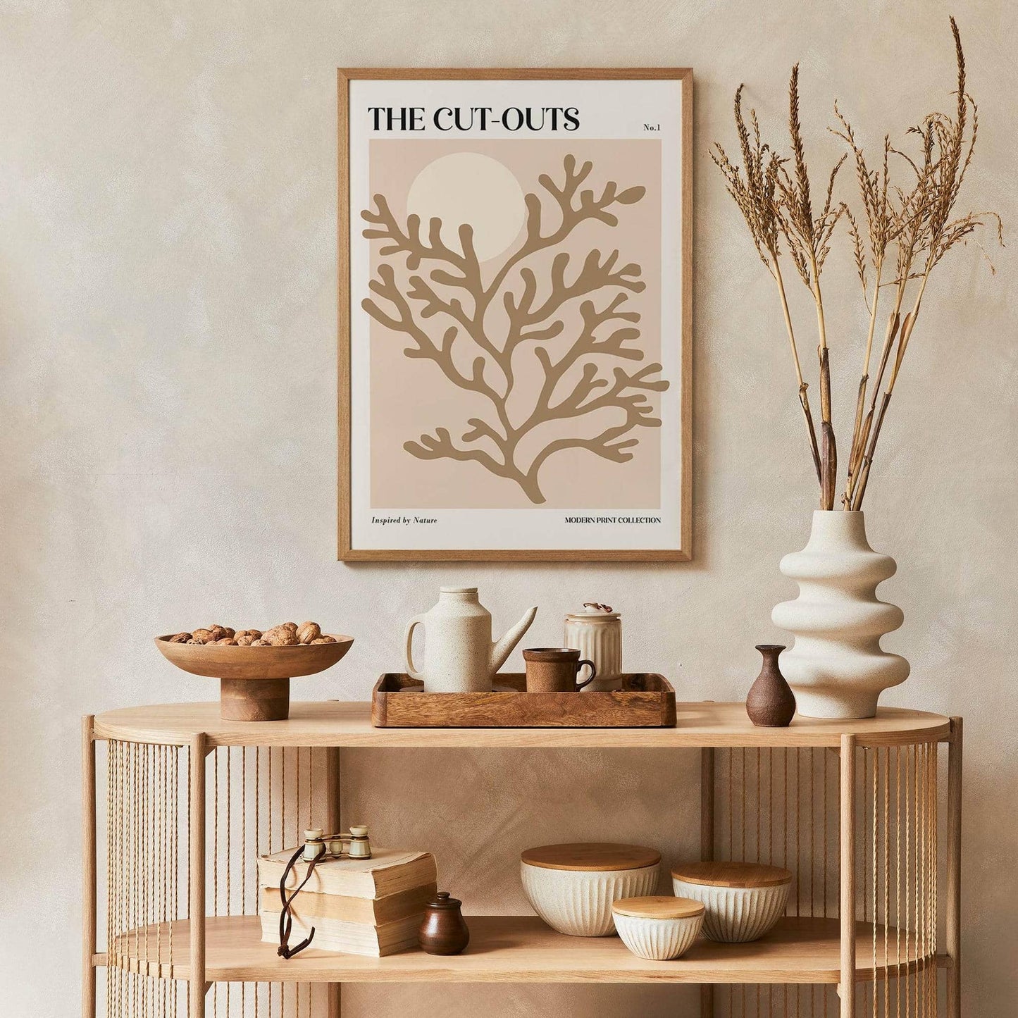 Beige Boho Floral Art Print - HypeSheriff