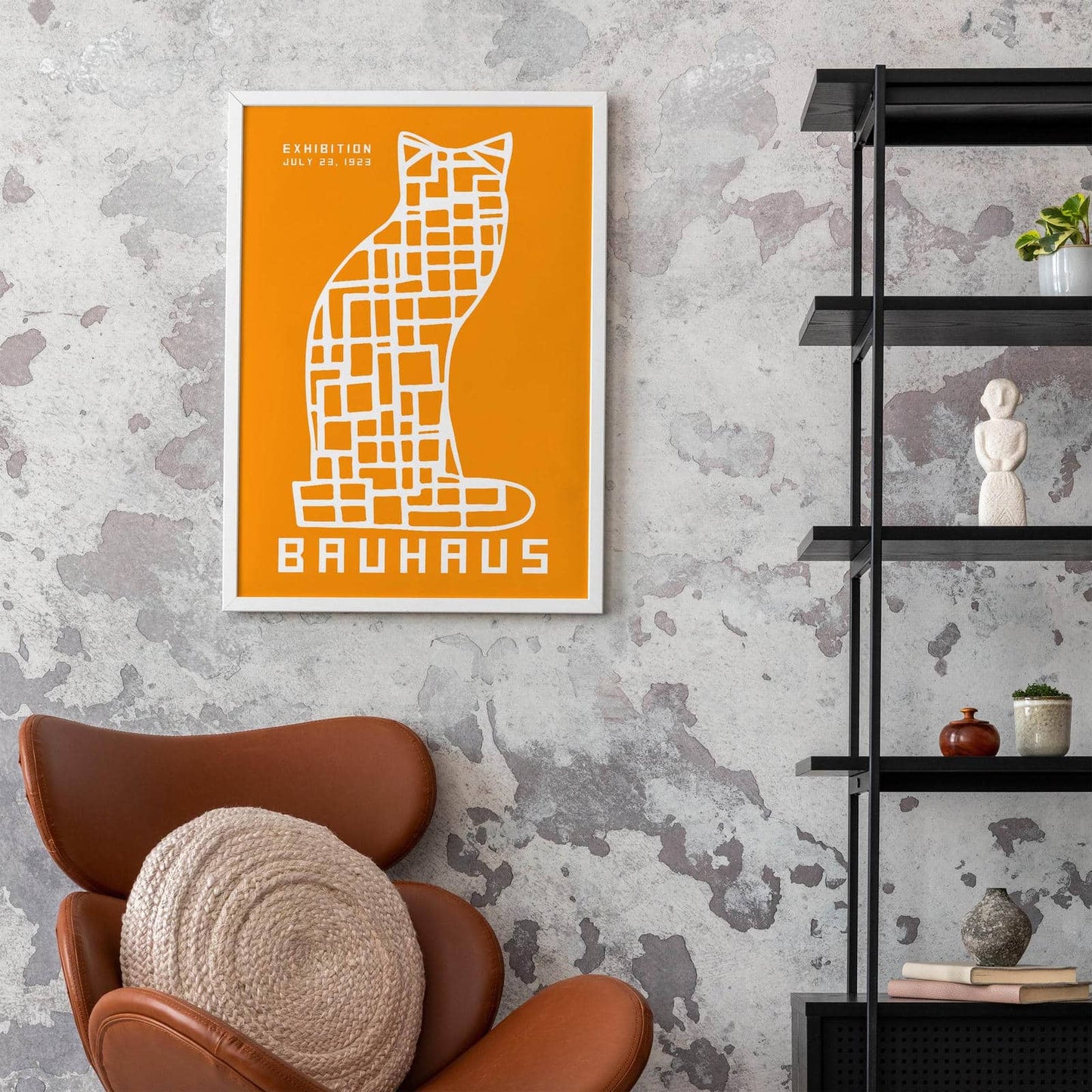 Yellow Geometric Cat Bauhaus Poster - HypeSheriff