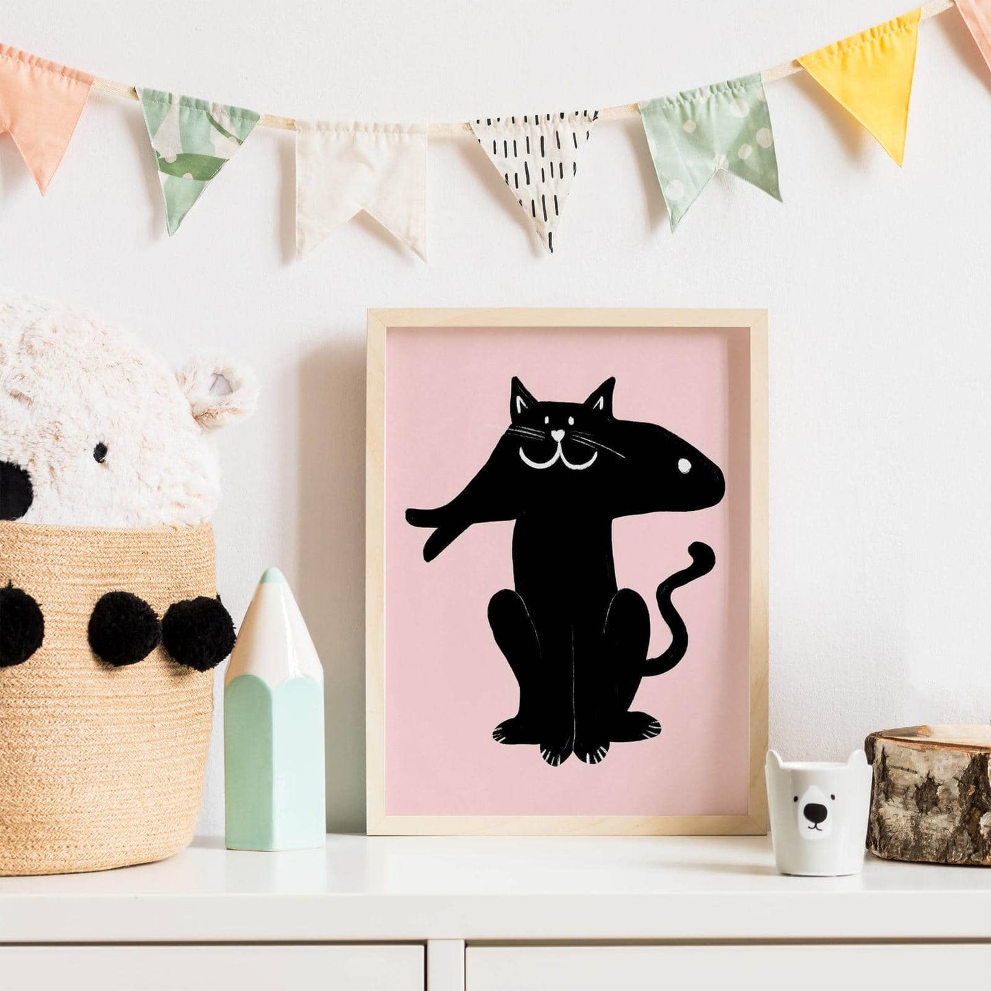 Cat & Fish Funny Poster Print - HypeSheriff