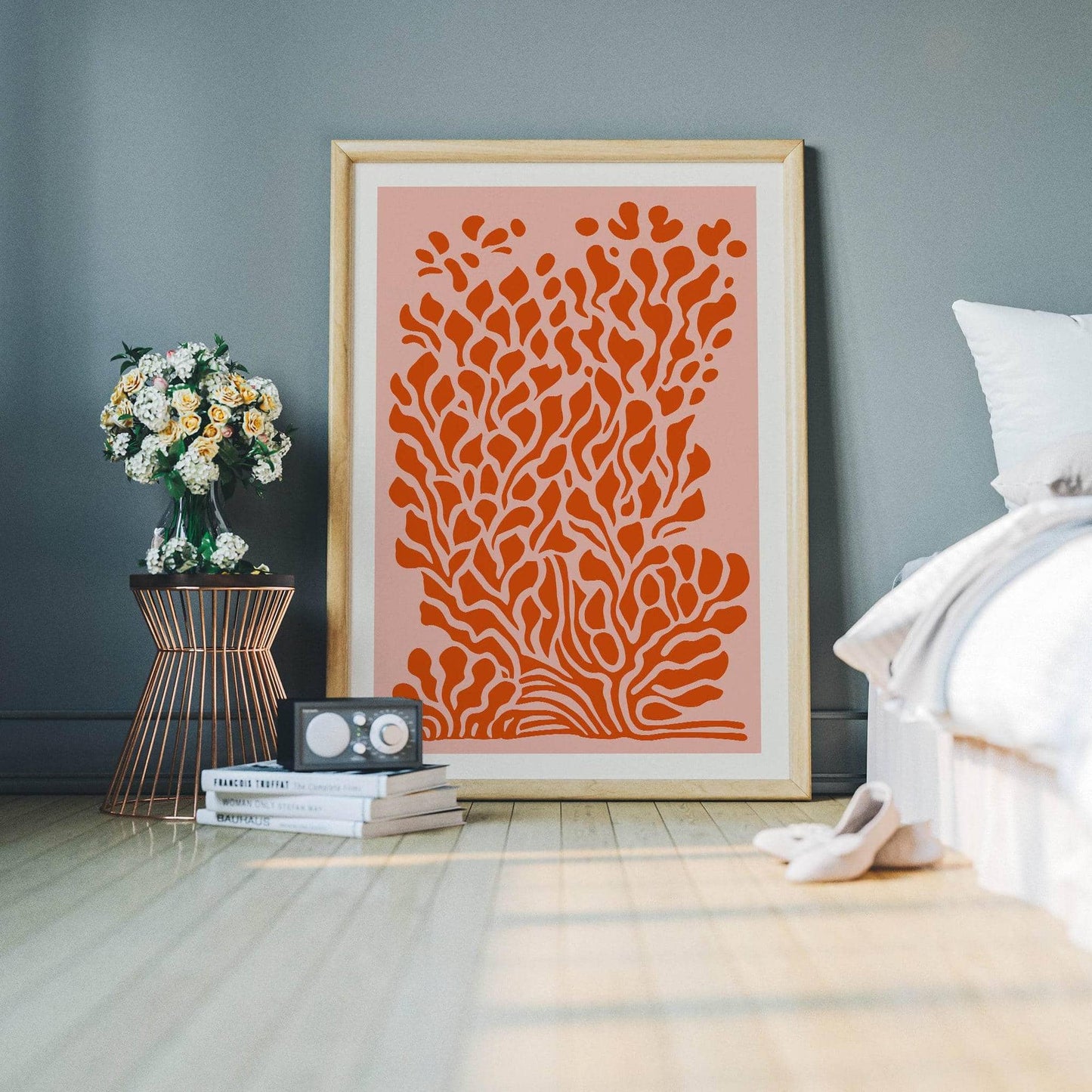 Red Botanical Shapes Art Print - HypeSheriff