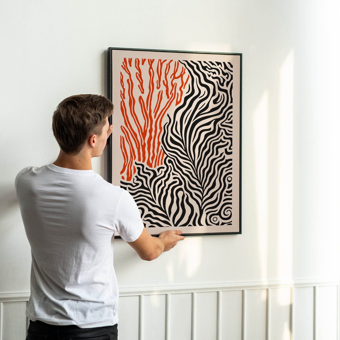 Coral Botanical Shapes Art Print - HypeSheriff