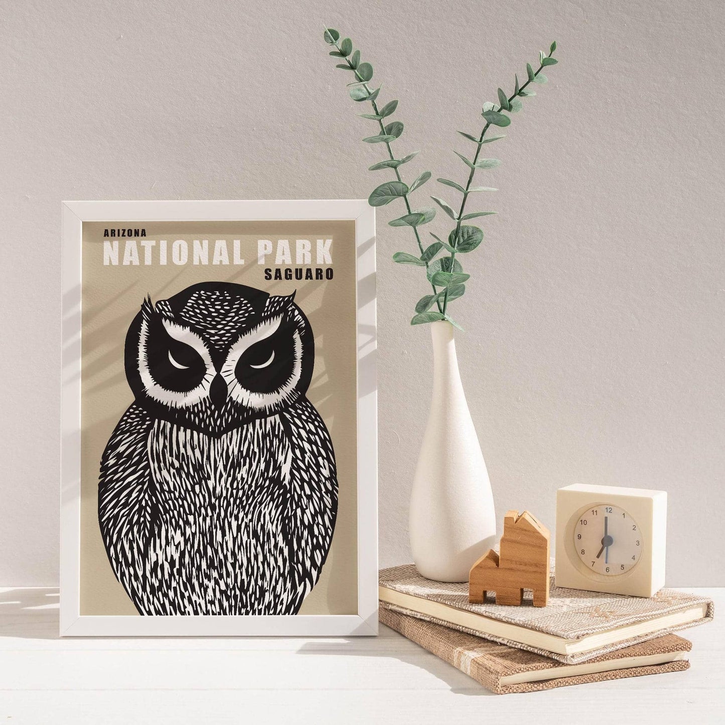Beige Owl Saguaro National Park Poster - HypeSheriff