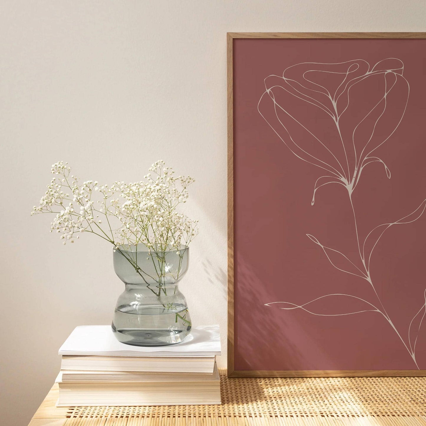 Pink Floral Line Poster - HypeSheriff