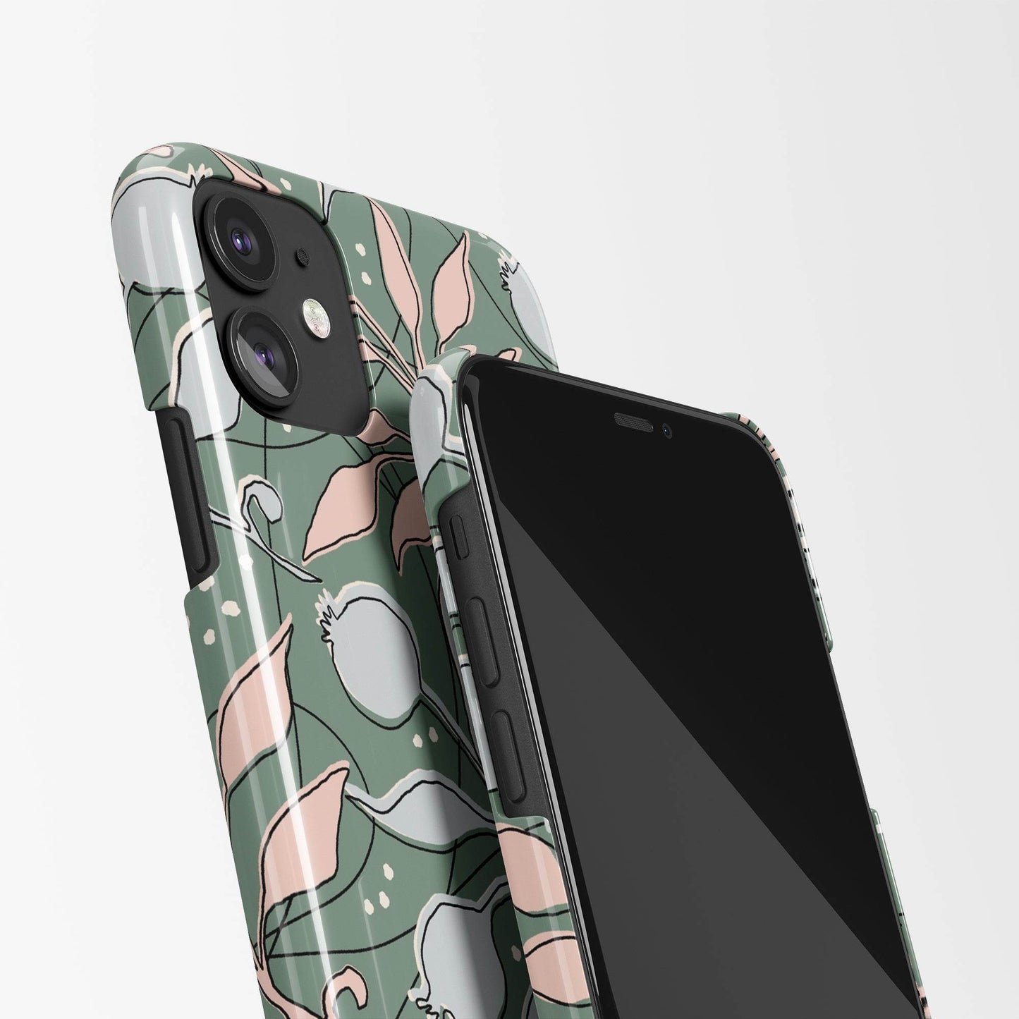 Green Floral Pattern iPhone Case - HypeSheriff