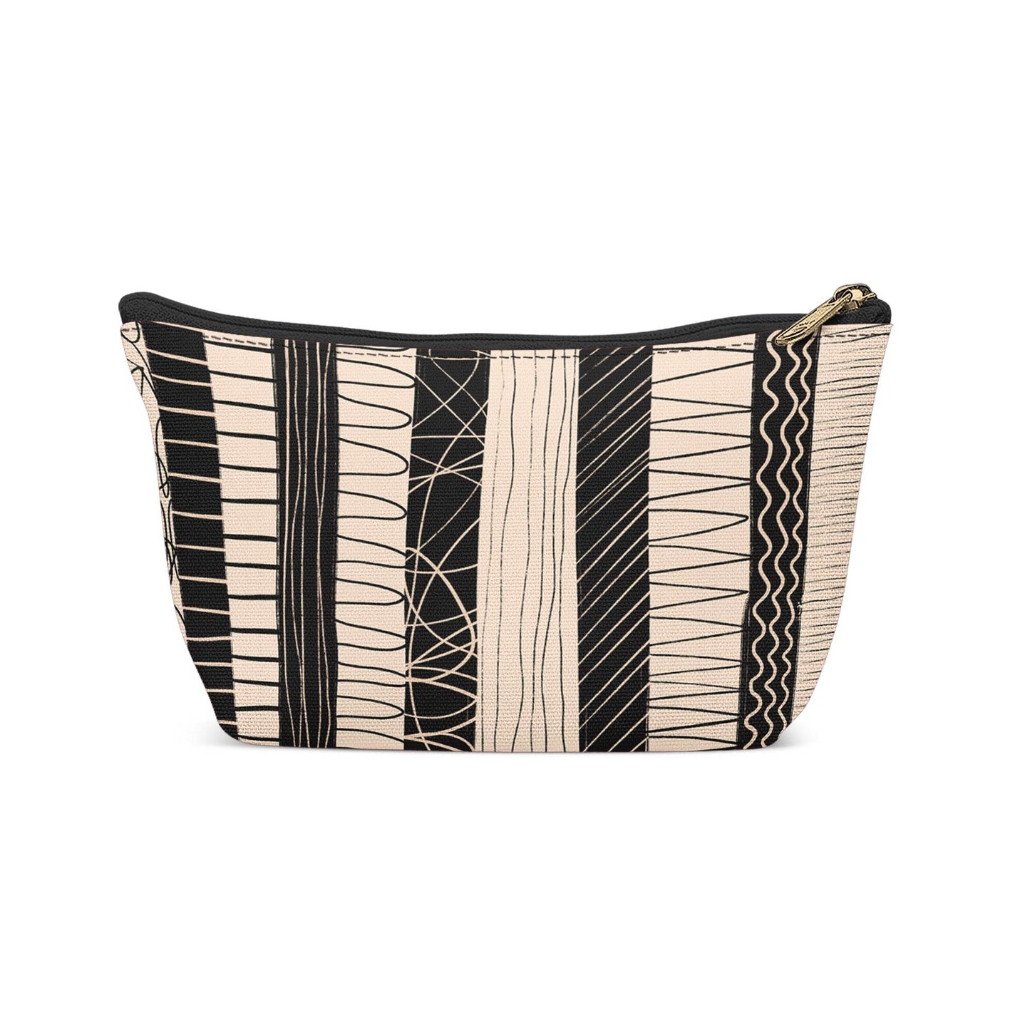 Modern Black and Beige Pattern Makeup Bag - HypeSheriff