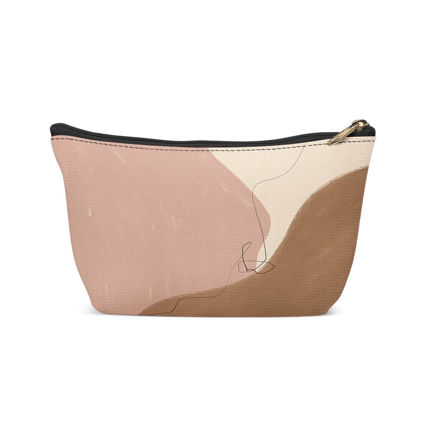 Painted Beige Pink Color Blocks Makeup Bag - HypeSheriff