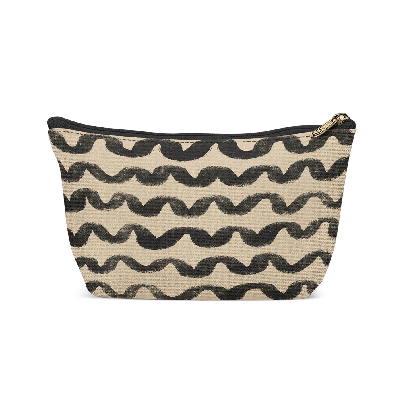 Black Abstract Lines Makeup Bag - HypeSheriff