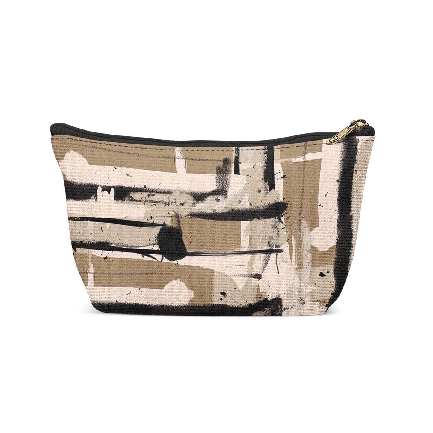 Modern Beige Abstract Makeup Bag - HypeSheriff