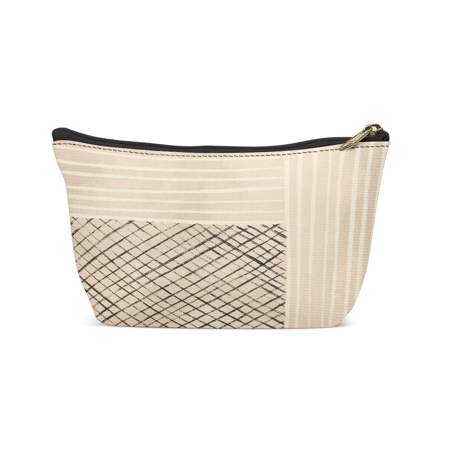 Beige Minimalist Line Art Makeup Bag - HypeSheriff