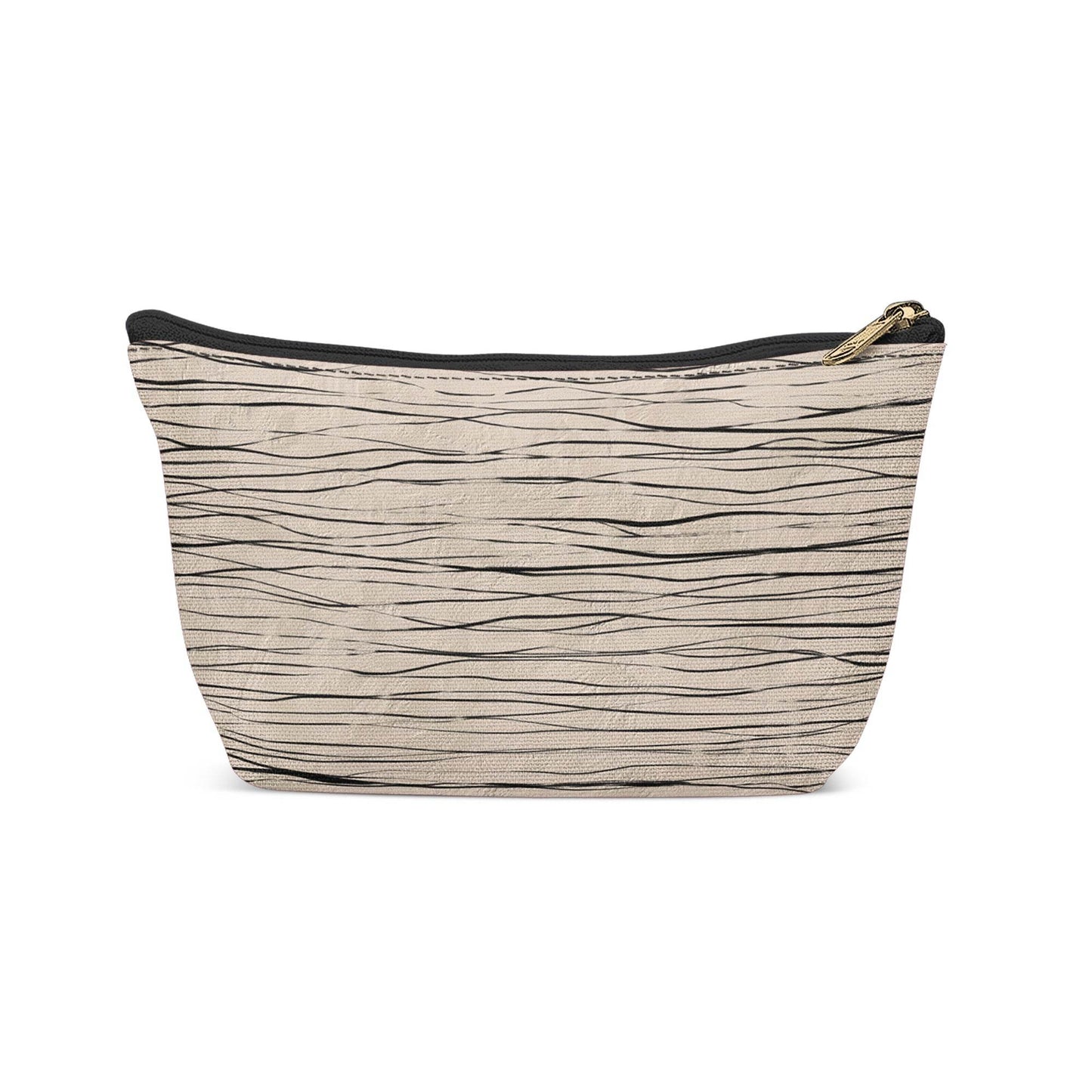 Painted Beige Makeup Bag with Black Lines - HypeSheriff
