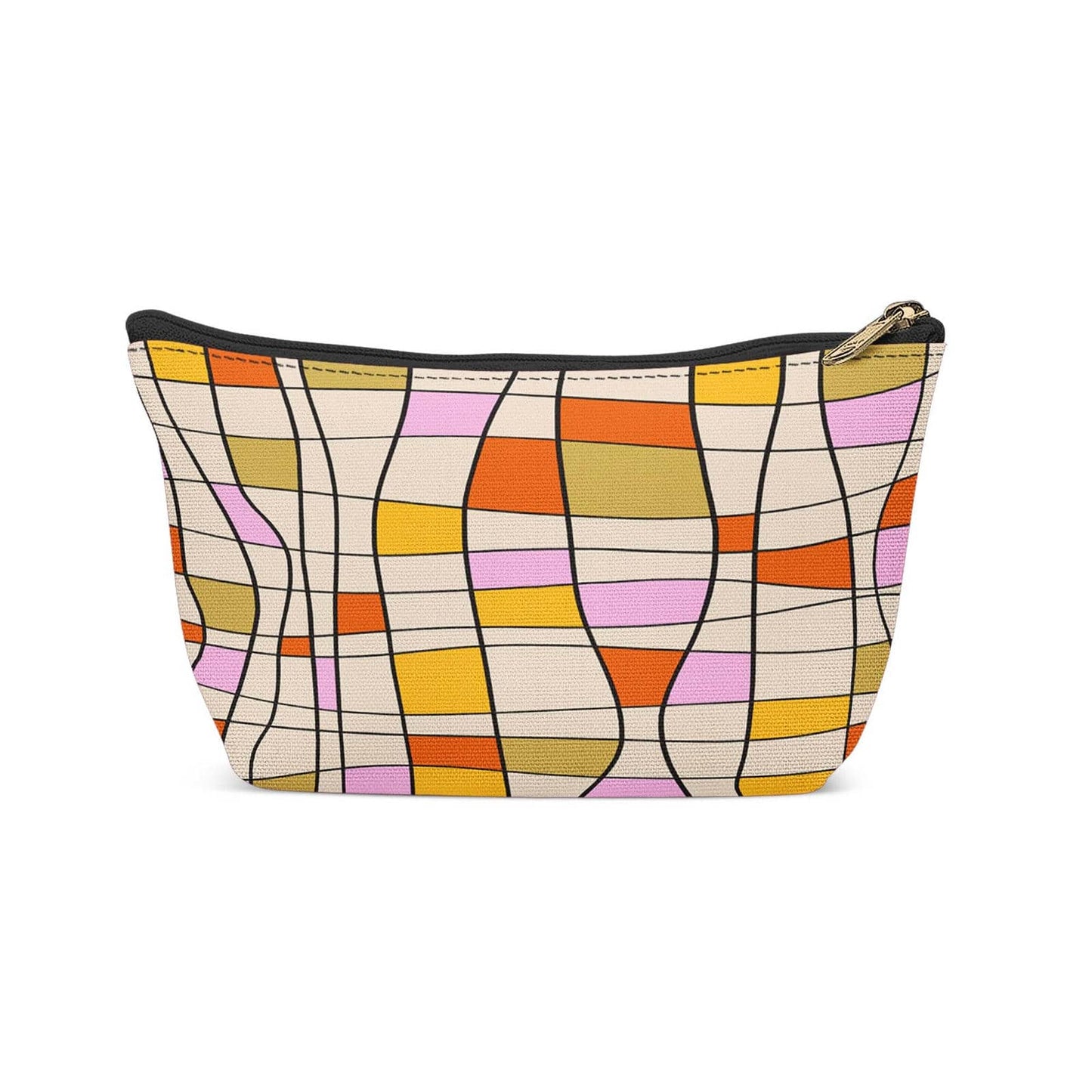 Swirl Checkered Pattern Makeup Bag - HypeSheriff