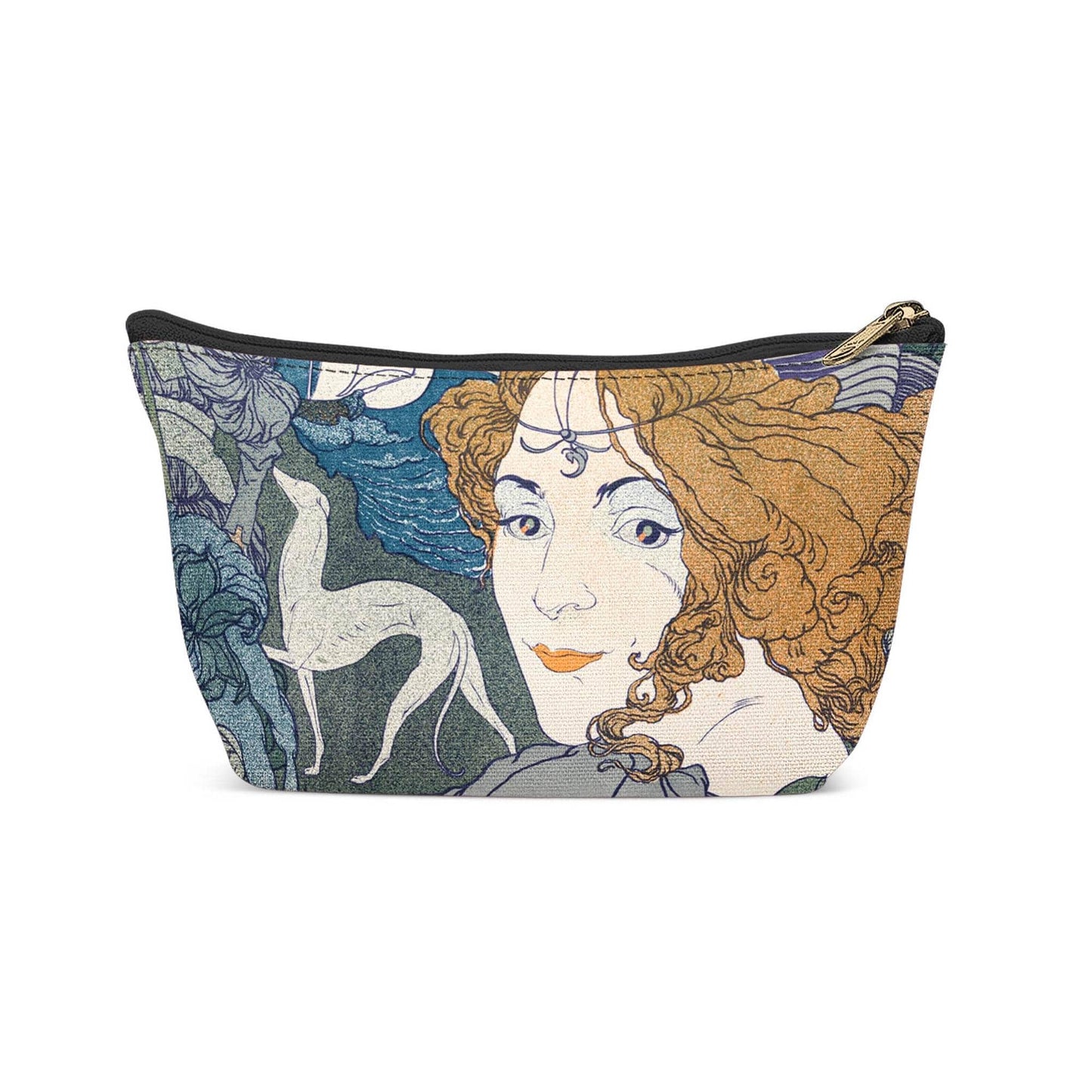 Blue Art Nouveau Woman Makeup Bag - HypeSheriff