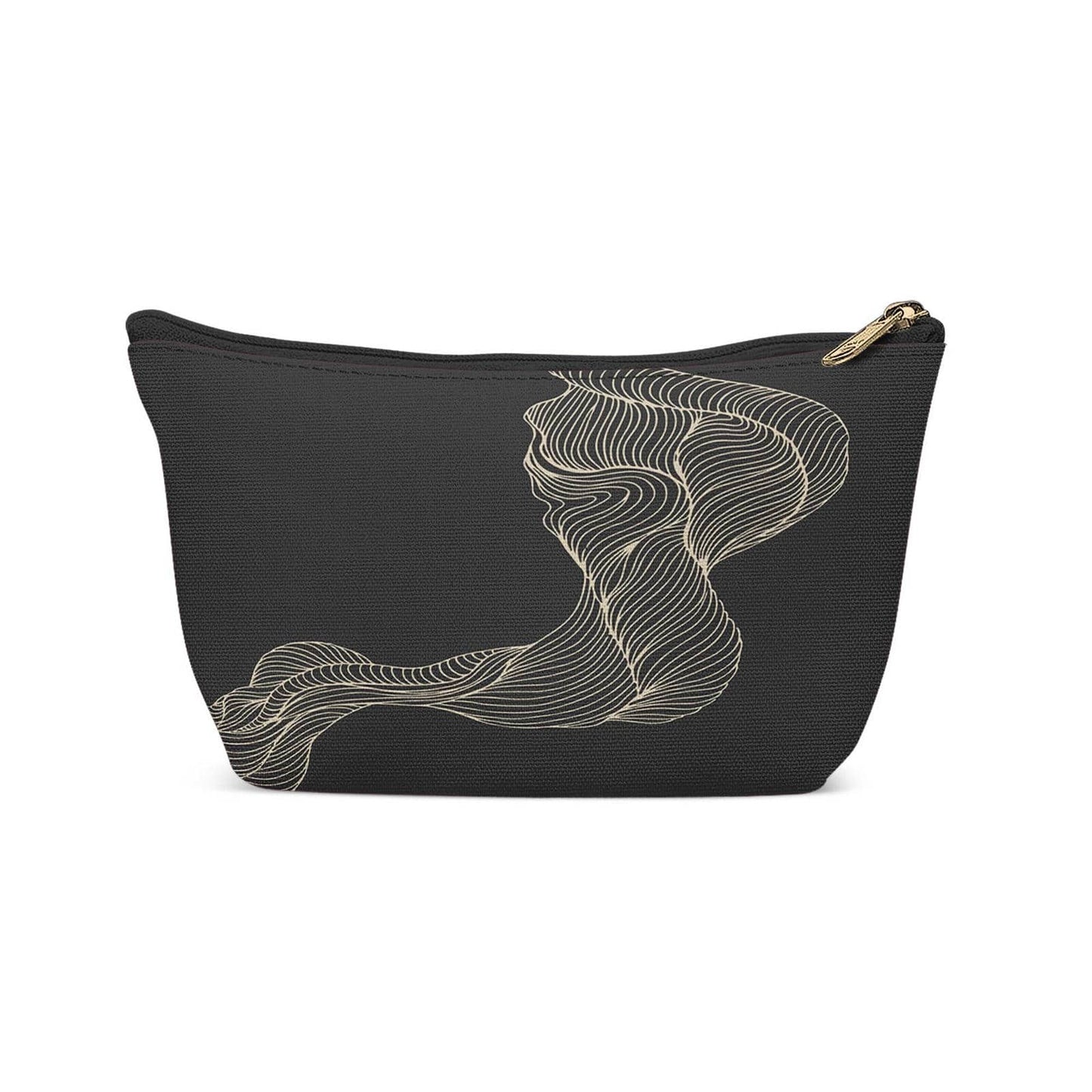 Black Modern Line Art Makeup Bag - HypeSheriff